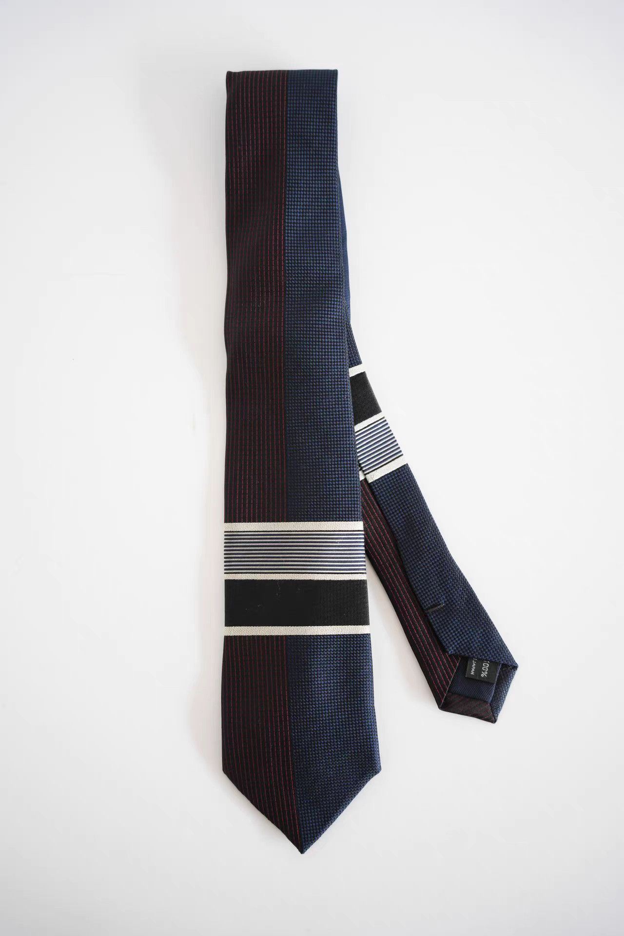Yohji Yamamoto Red & Blue Striped Silk Tie K4