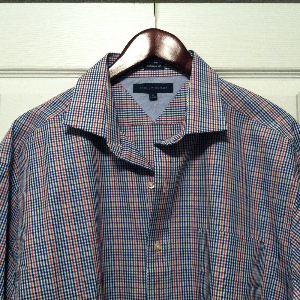 Tommy Hilfiger TOMMY HILFIGER MENS NEW BLUE 100%COTTON DRESS SHIRT 17/32-33 Size US XL / EU 56 / 4 - 1 Thumbnail
