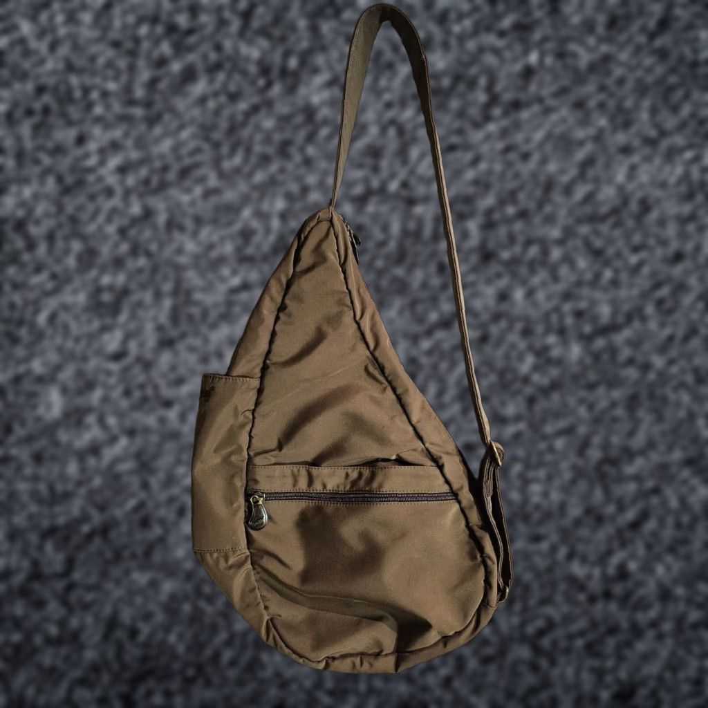 Vintage VINTAGE AmeriBag Healthy Brown Green Nylon Sling Bag Multiple Pockets Adjustable Size ONE SIZE - 1 Thumbnail