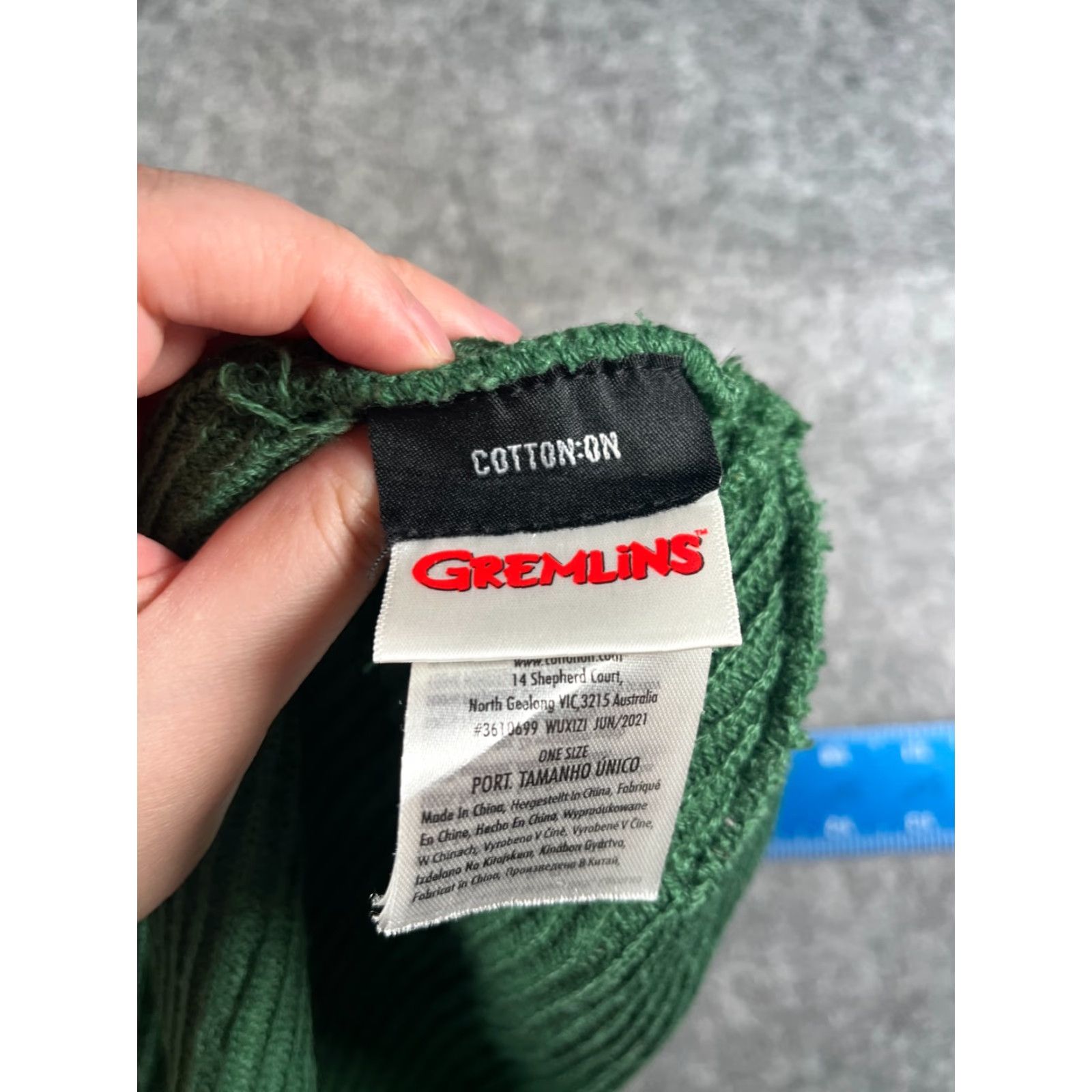 Cotton On Green Gremlins Beanie Toque Adult One Size Knit 100% Polyester Winter Snow Ski Unisex Adults Beanie Mens Womens Boys Girls Cotton On Size ONE SIZE - 7 Thumbnail
