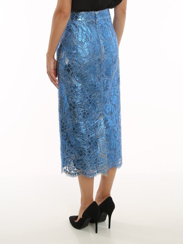 Dolce & Gabbana o1y0925 Midi Skirt in Azure Size 26" / US 2 / IT 38 - 3 Thumbnail