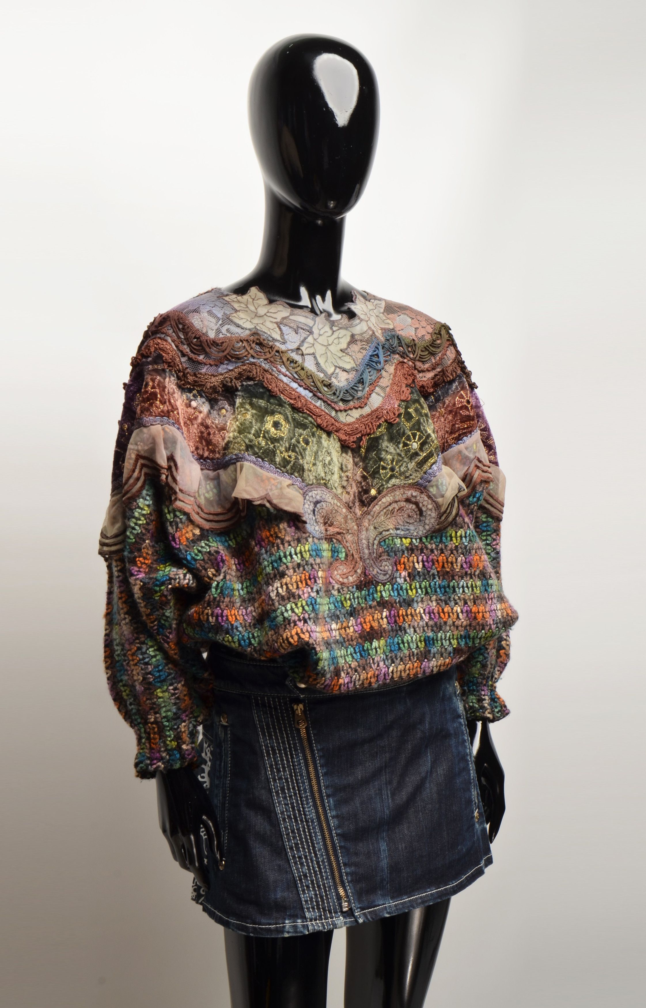 Vintage Vintage 80's Stunning Italian Oversized Detailed Sweater Size ONE SIZE - 2 Thumbnail