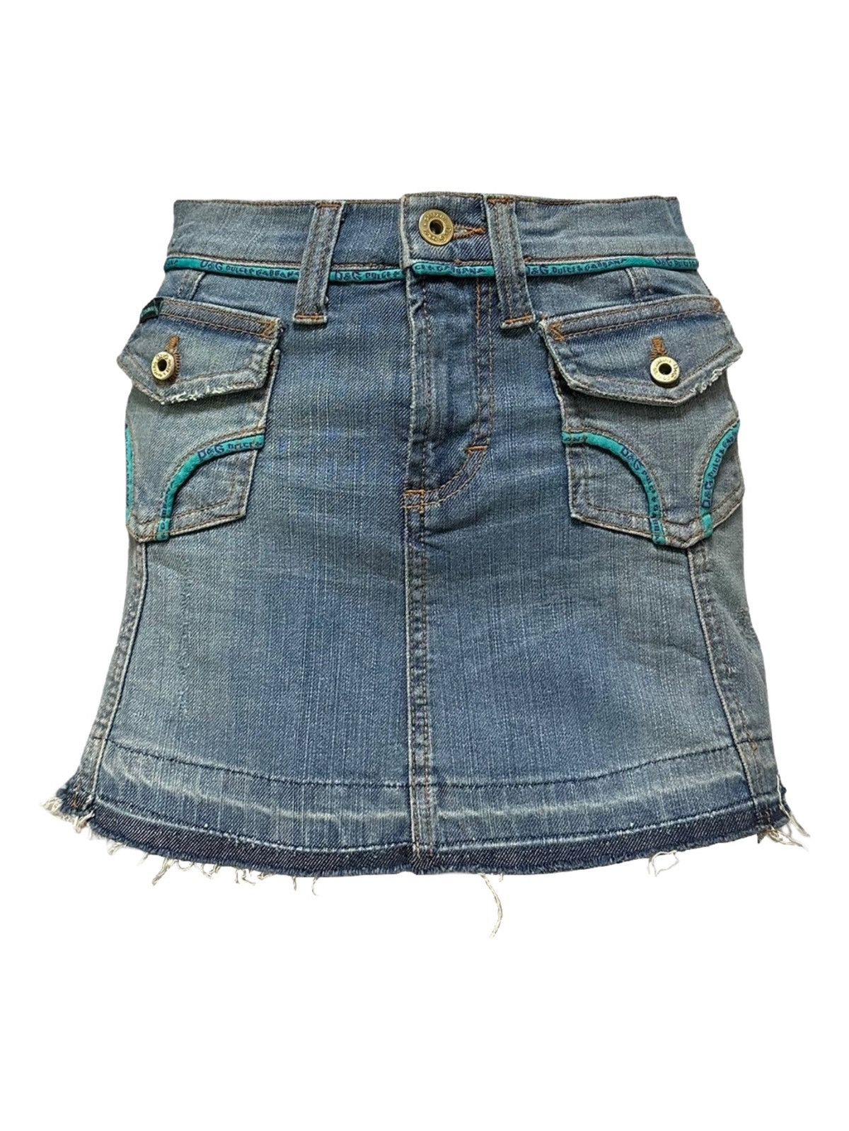 Dolce & Gabbana D&G Distressed Denim Mini Skirt Size 26" / US 2 / IT 38 - 1 Thumbnail