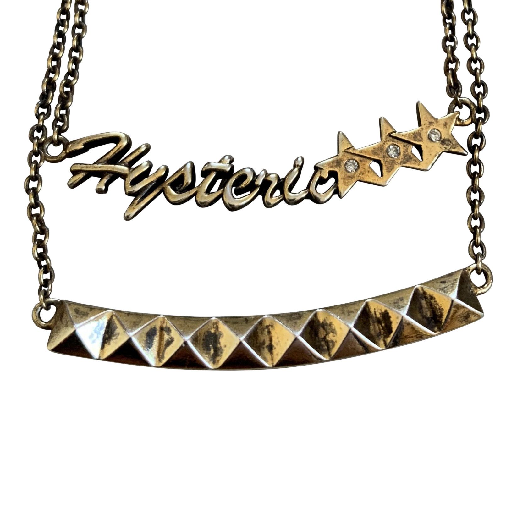 image of Hysteric Glamour Gold Plated Silver Diamond Studded Necklace, Men's