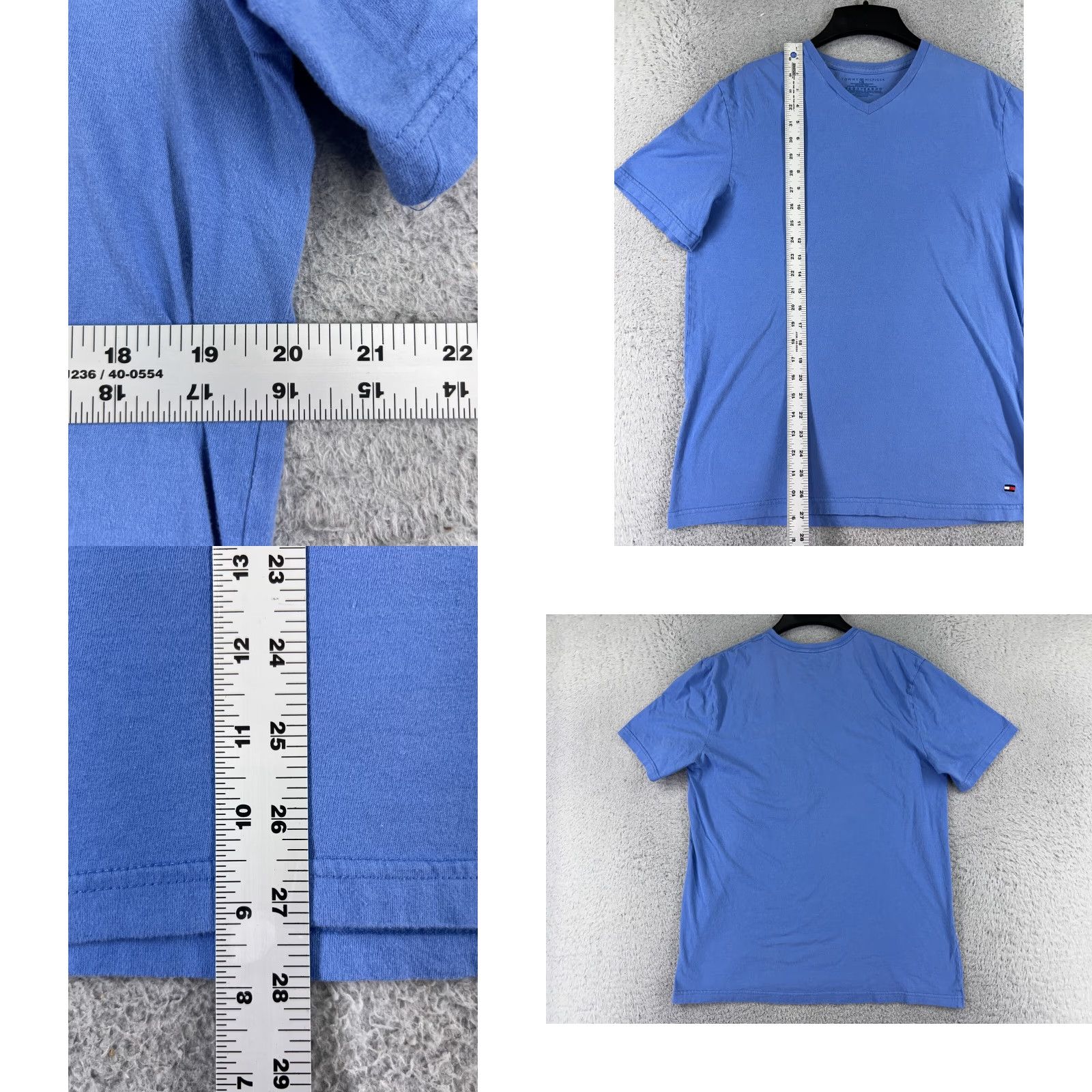 Tommy Hilfiger Tommy Hilfiger Shirt Women's Large Blue V-Neck Short Sleeve Cotton Logo Size L / US 10 / IT 46 - 8 Thumbnail
