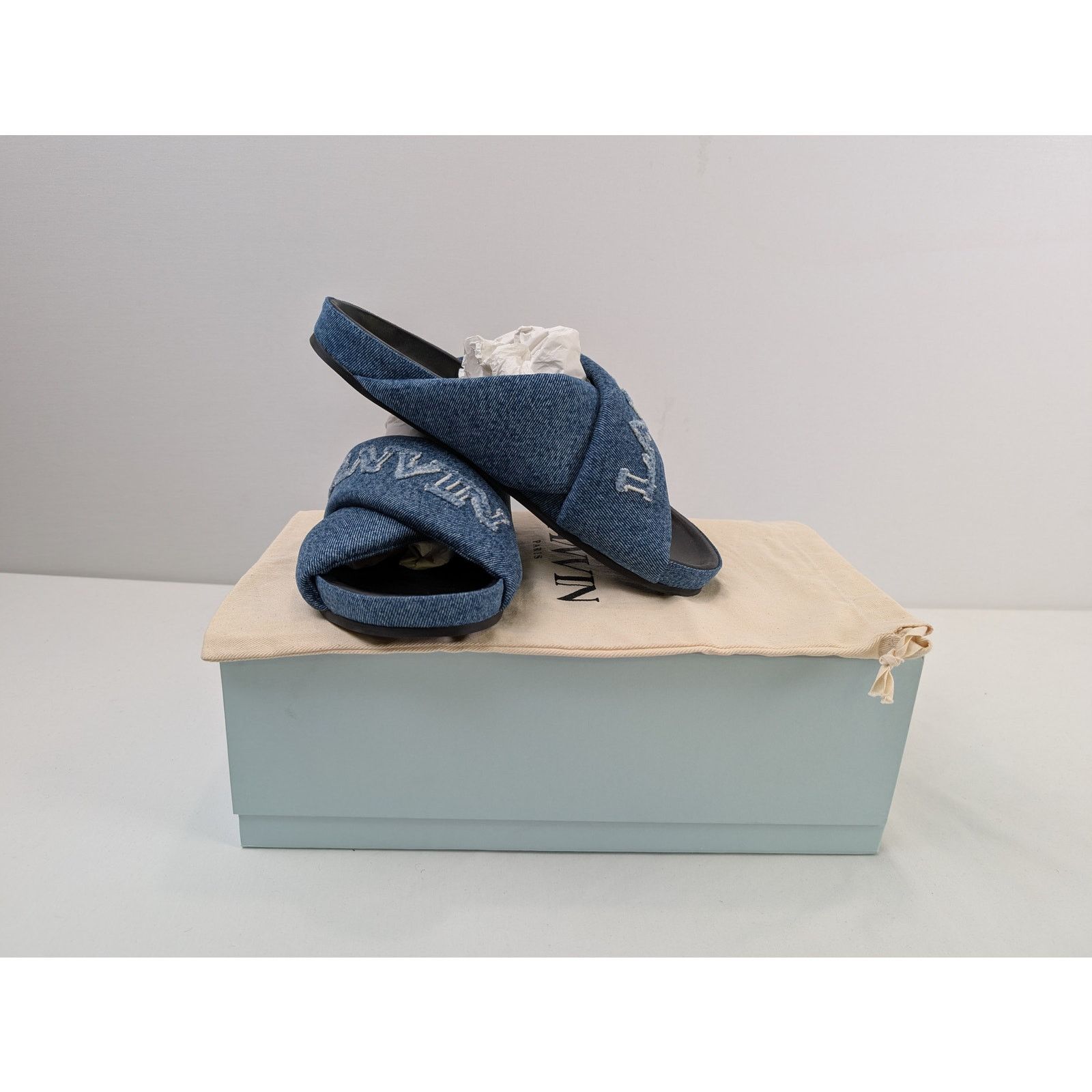 Lanvin o1rshd1 Cross Sandal Slipper with Denim in Blue Size US 10 / EU 43 - 20 Thumbnail