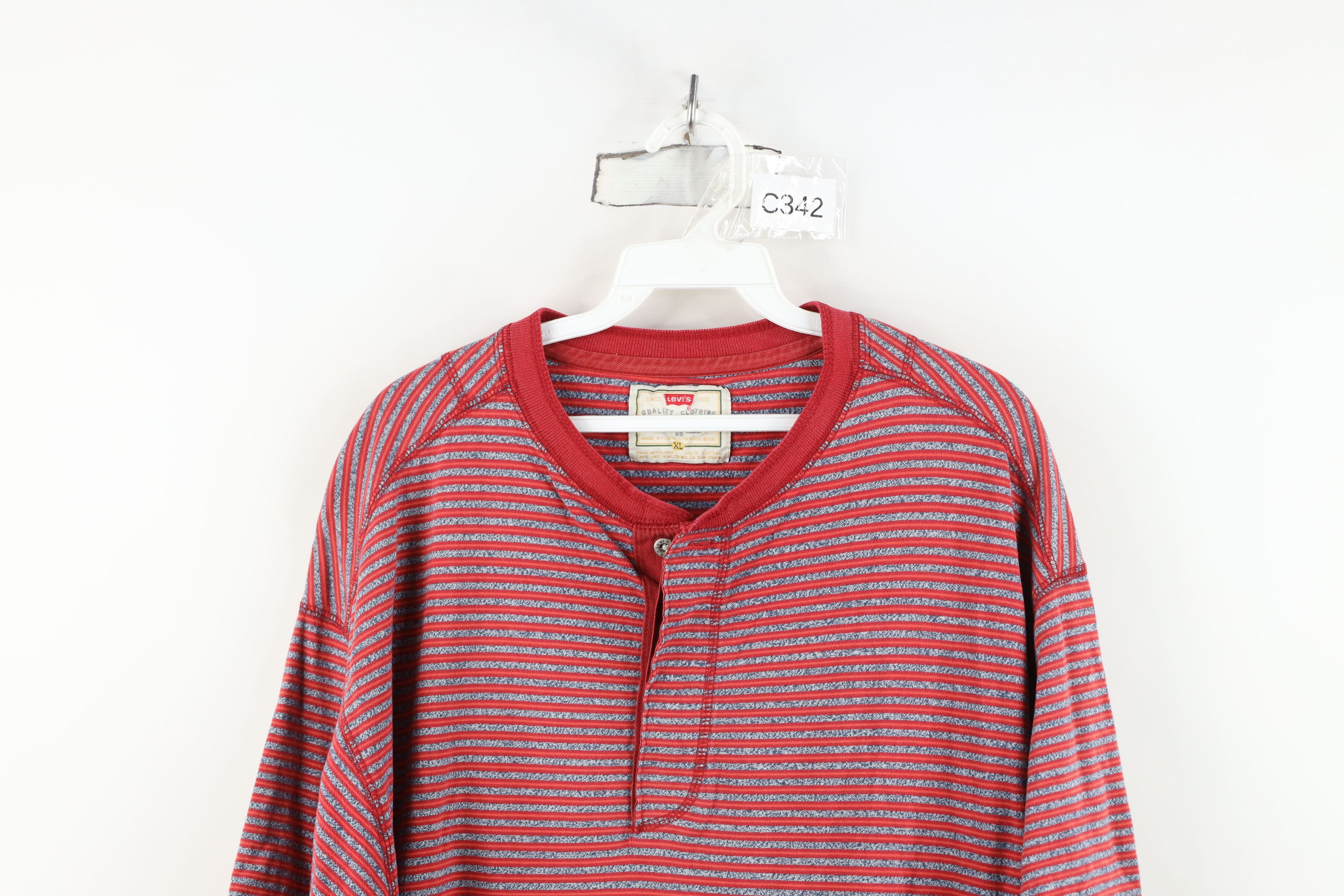 Levi's Vintage 90s Levis Baggy Fit Short Sleeve Henley T-Shirt Size US XL / EU 56 / 4 - 2 Thumbnail
