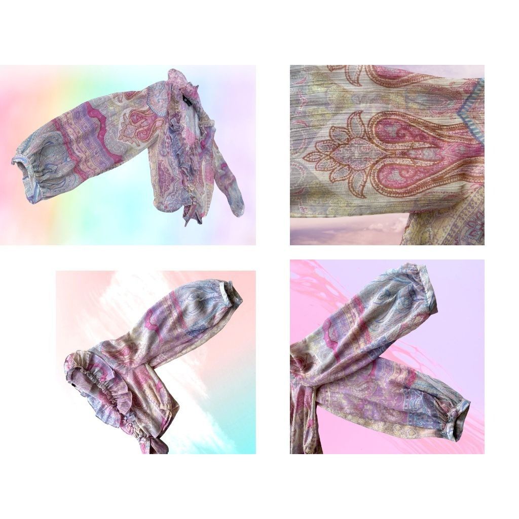 Zara Zara Ruffled Knotted Crop Top Blouse Medium Paisley Abstr Size M / US 6-8 / IT 42-44 - 10 Thumbnail