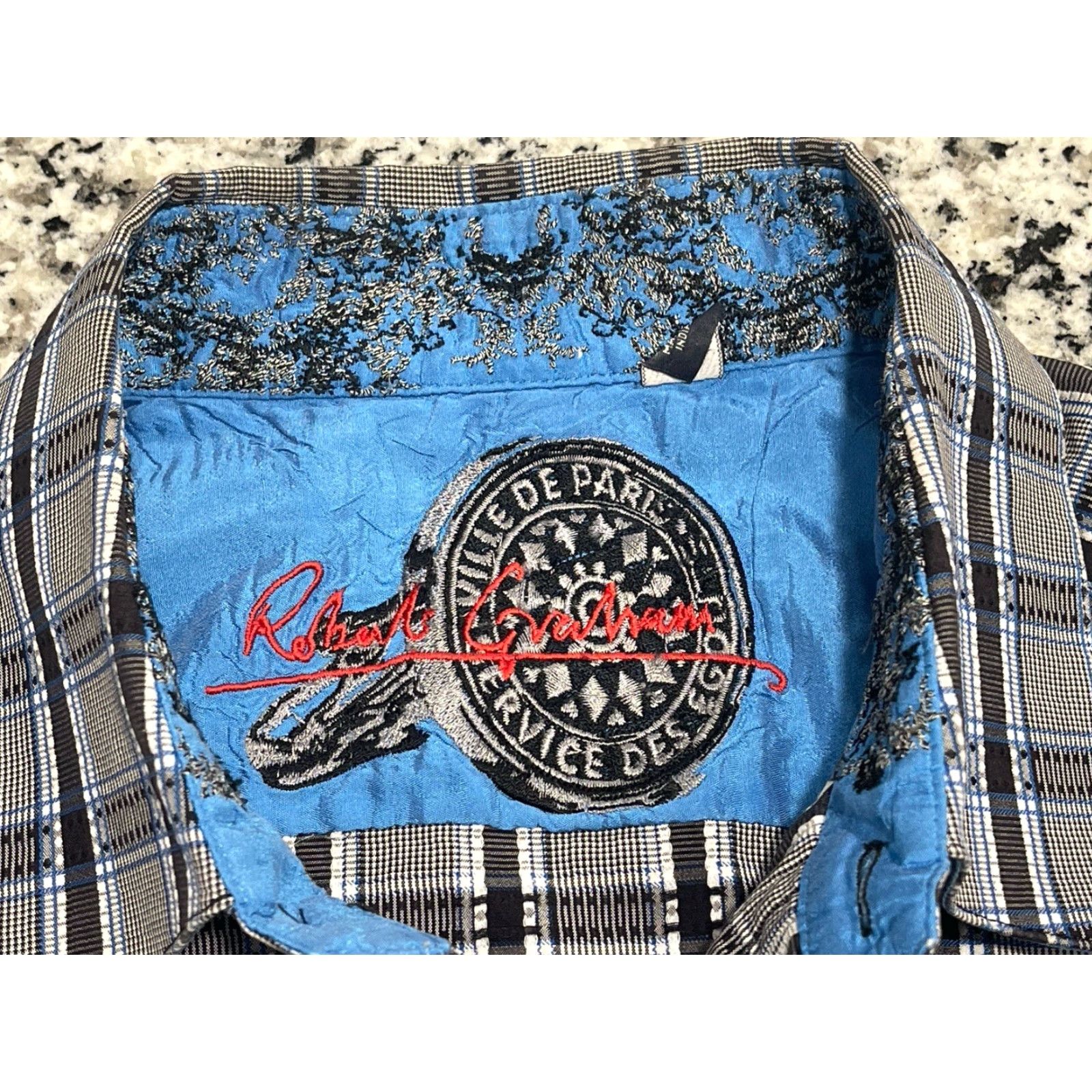Robert Graham Robert Graham Ville De Paris Shirt MENS XL Long Sleeve Plaid Gray White Black Casual Button-Up Size US XL / EU 56 / 4 - 5 Thumbnail