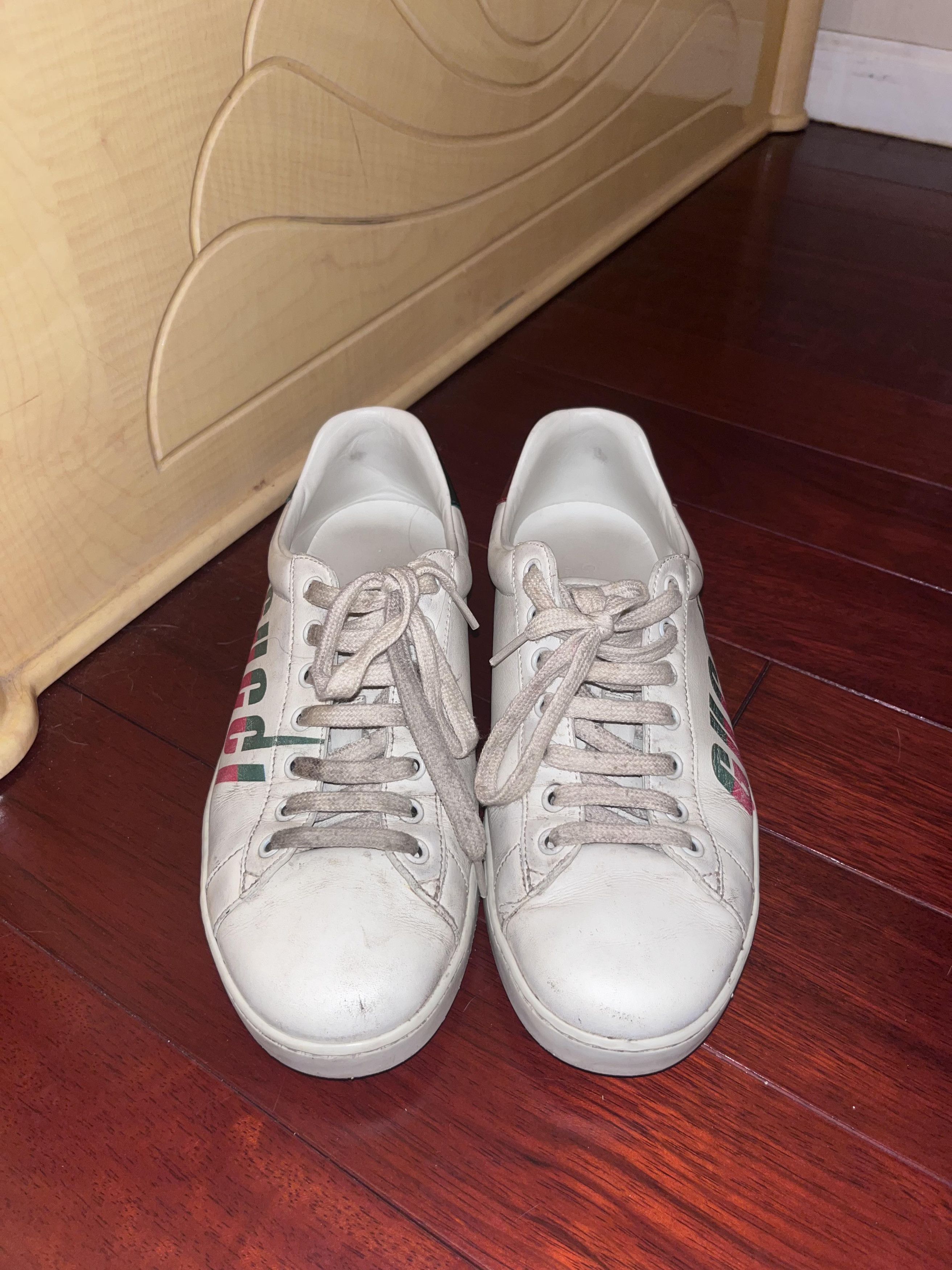 Gucci Gucci Men's Ace Distressed Leather Low-Top Sneaker Size US 8.5 / EU 41-42 - 3 Thumbnail