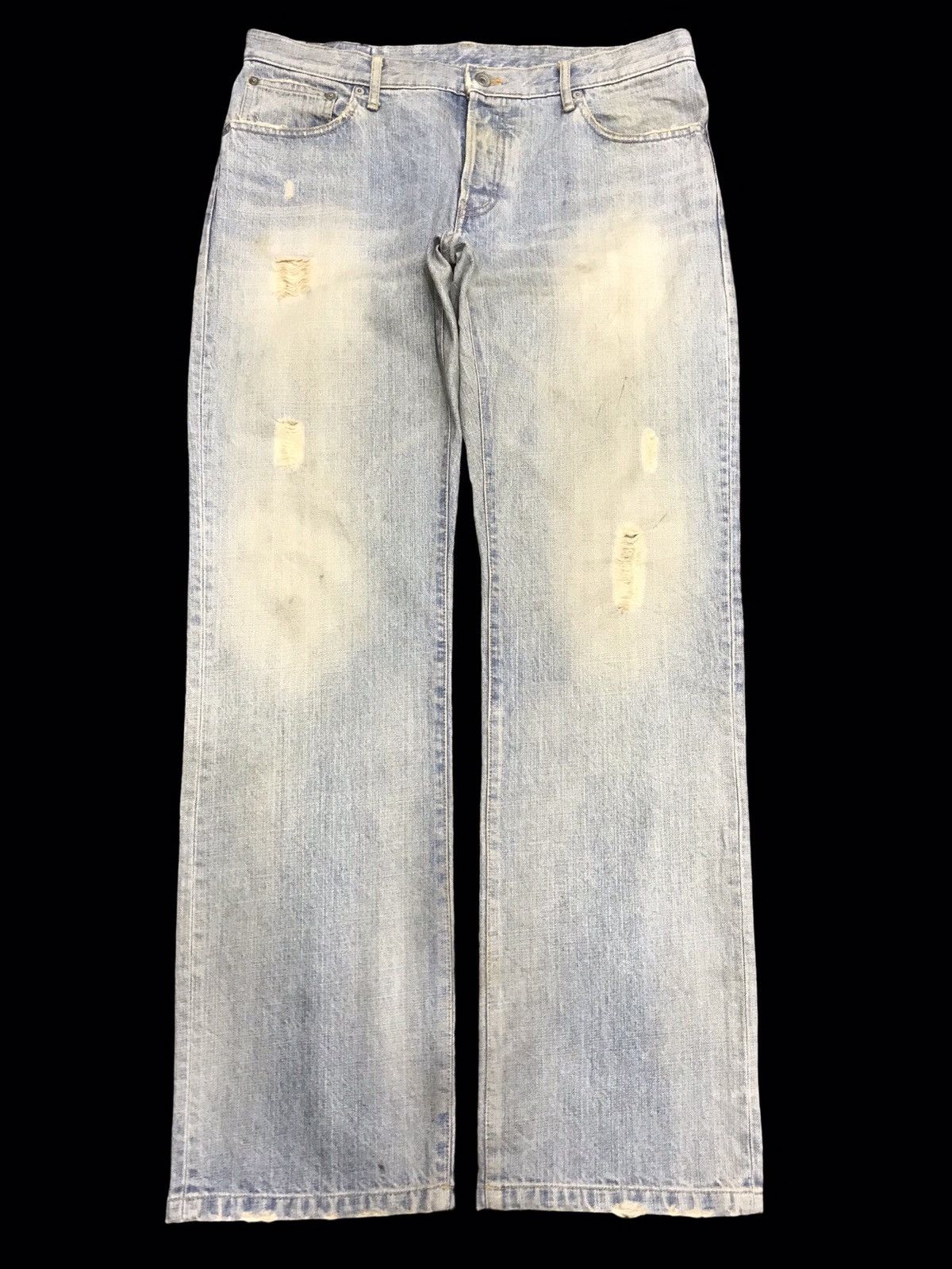 Japanese Brand × Tete Homme 💥ARCHIVAL💥TETE HOMME DIRTY DISTRESSED DENIM F129 Size US 34 / EU 50 - 1 Thumbnail