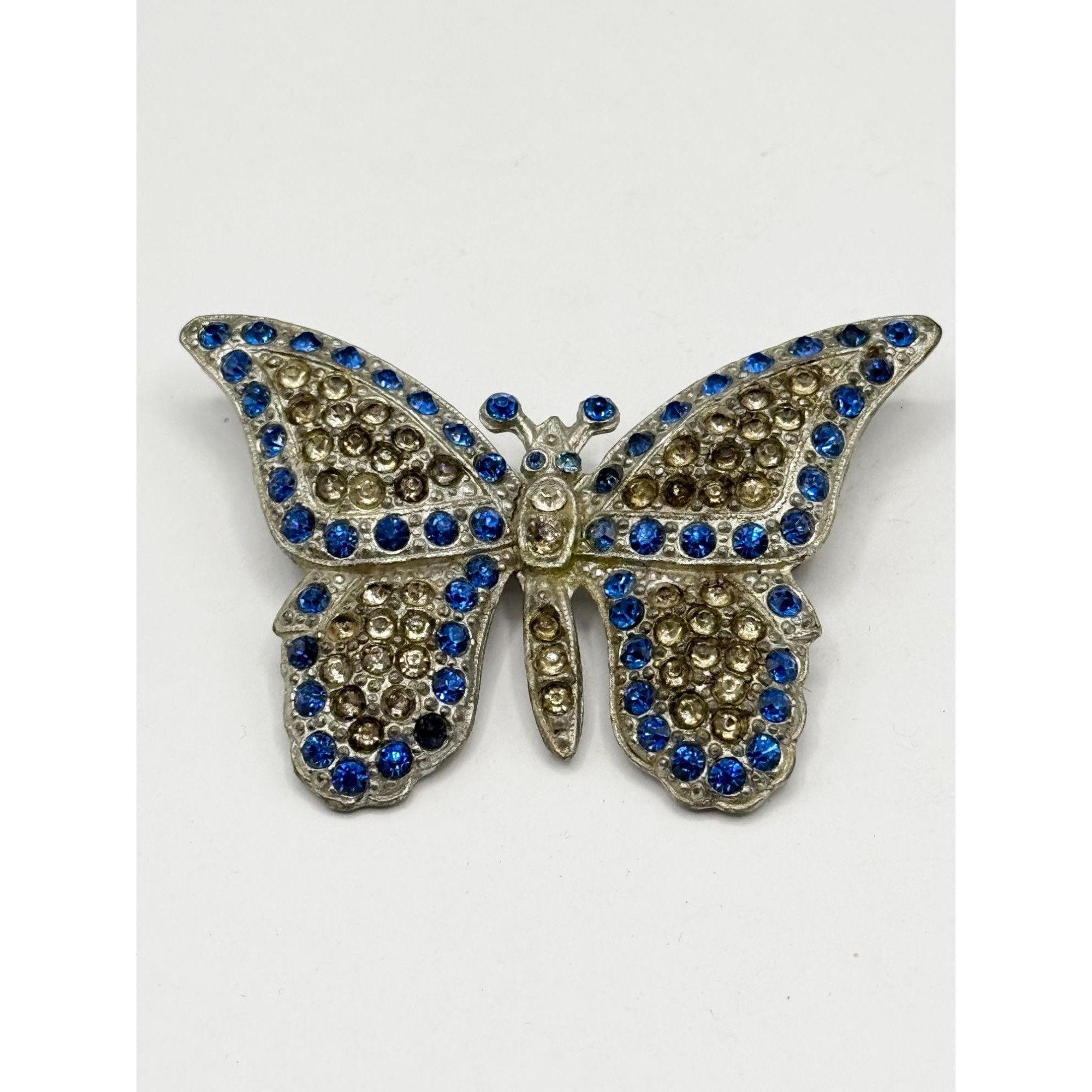 Vintage Art deco rhinestone blue butterfly vintage brooch pin Size ONE SIZE - 3 Thumbnail