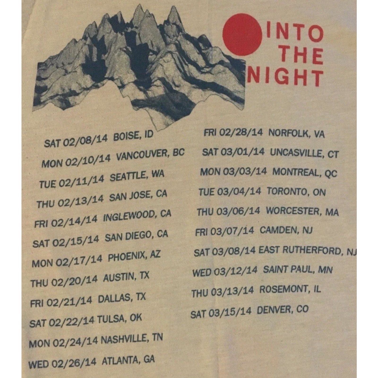 Vintage Imagine Dragons Into The Night Tour Shirt S Concert Beig e Vintage Graphic Tee Men's Short Sleeve Retro Band Rock 70s 80s 90s Concert Tour Music Size US S / EU 44-46 / 1 - 4 Thumbnail
