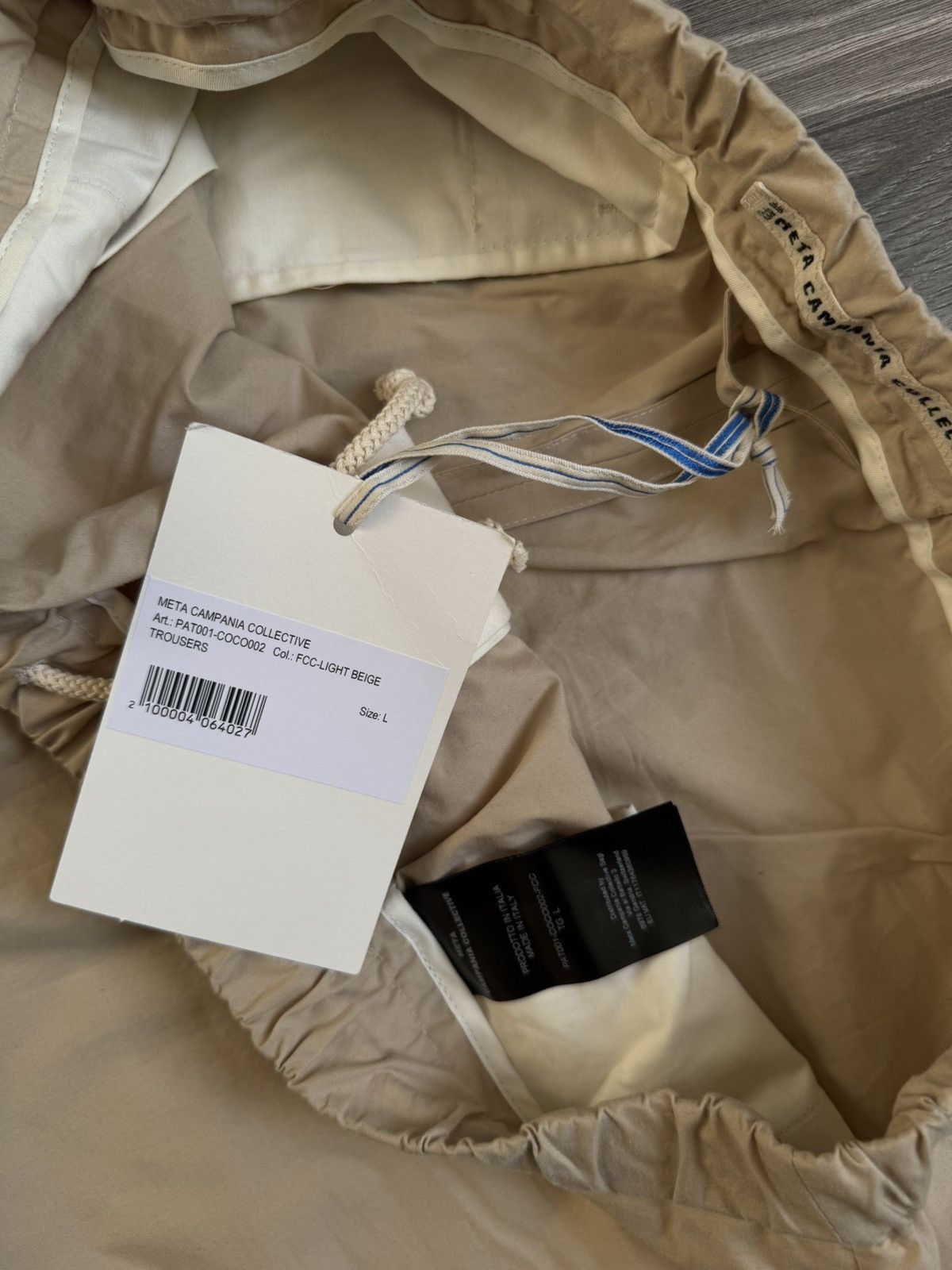 Other ED Unlined Cotton Drawstring Trousers Beige Size US 34 / EU 50 - 8 Thumbnail
