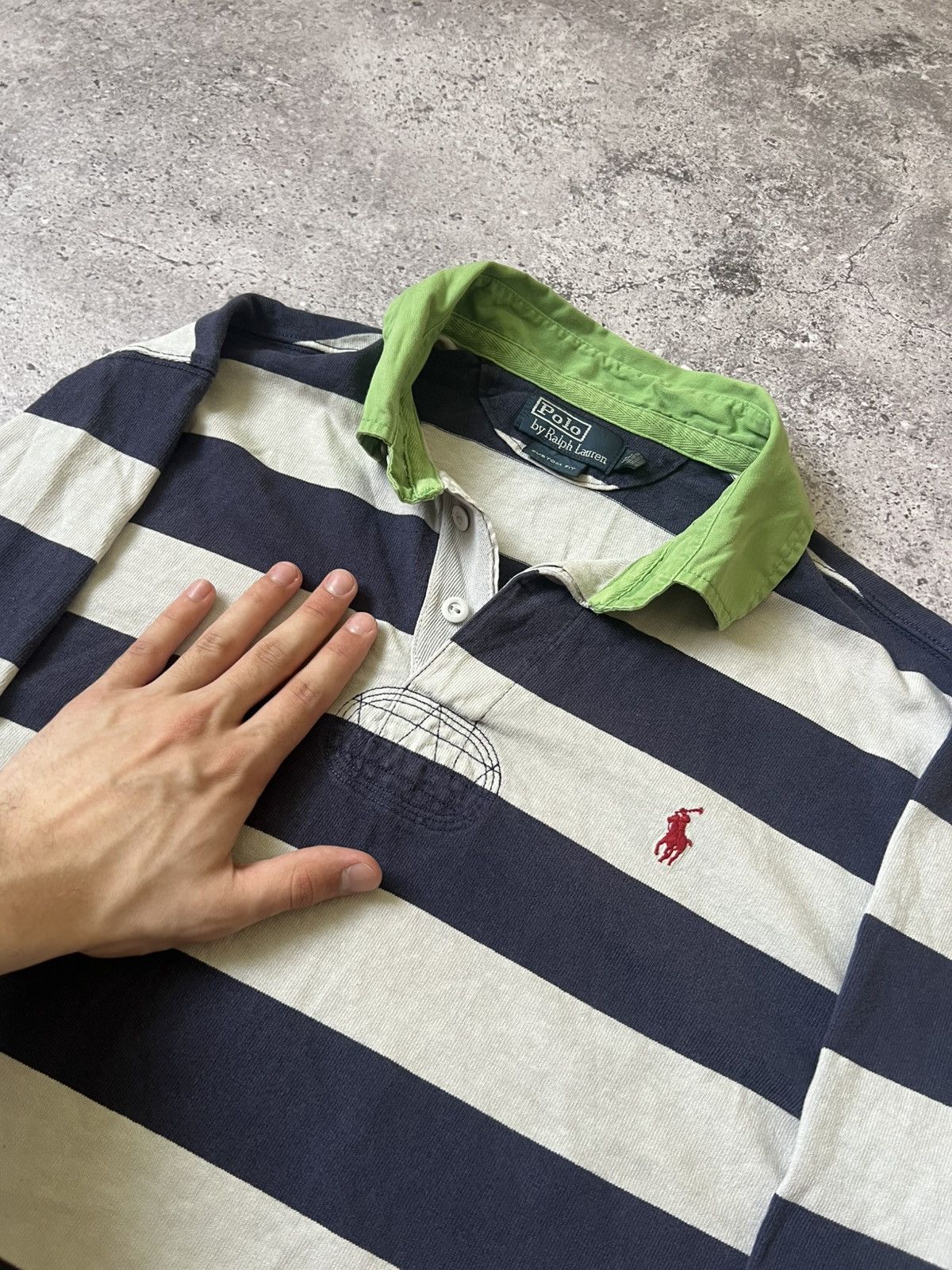 Polo Ralph Lauren Vintage Polo Ralph Lauren Striped Rugby Long Sleeve Size US XL / EU 56 / 4 - 4 Thumbnail