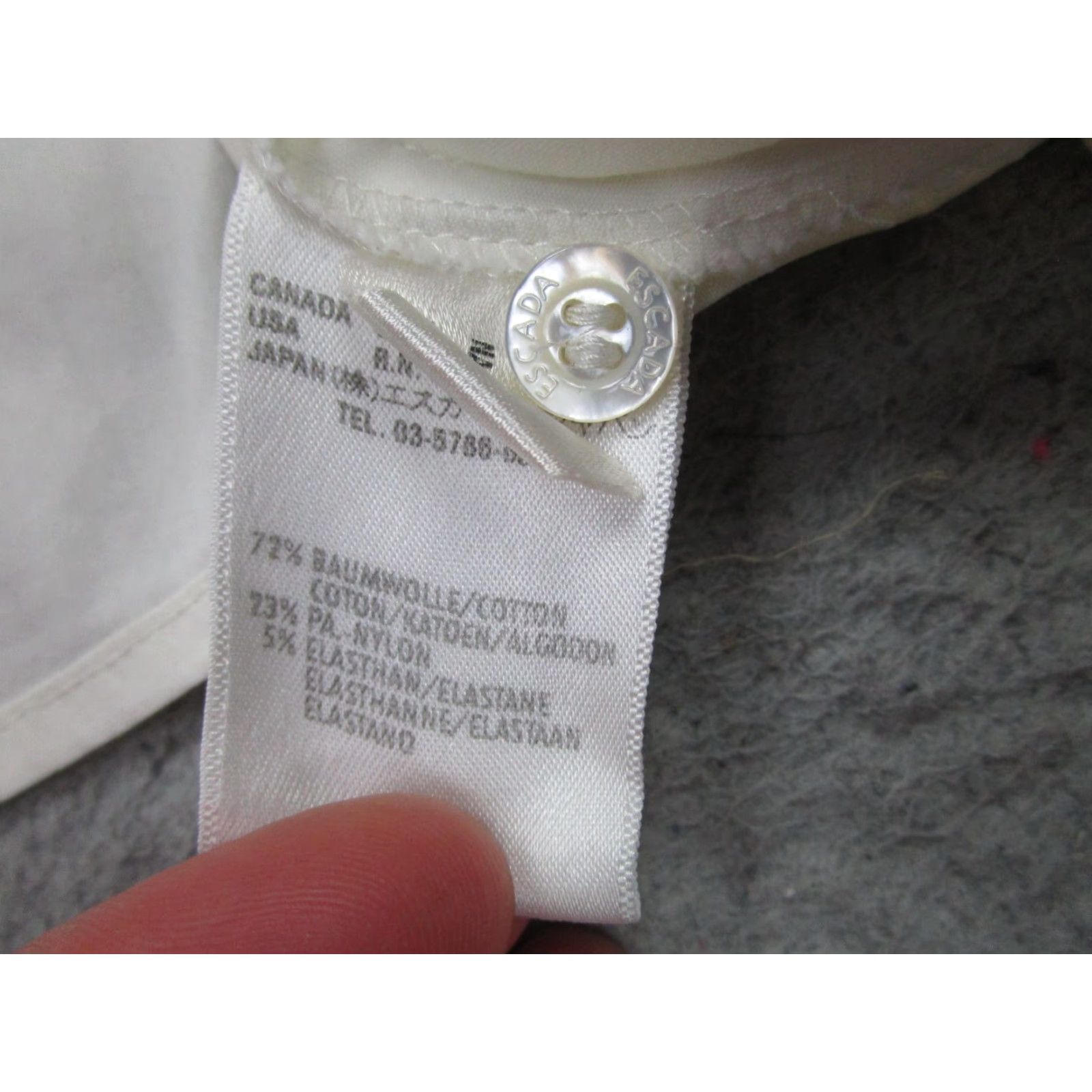 Escada Escada Blouse Womens 36 White Stretch Button Front Rhinestone Cuffs Slim Fit Size XS / US 0-2 / IT 36-38 - 7 Thumbnail