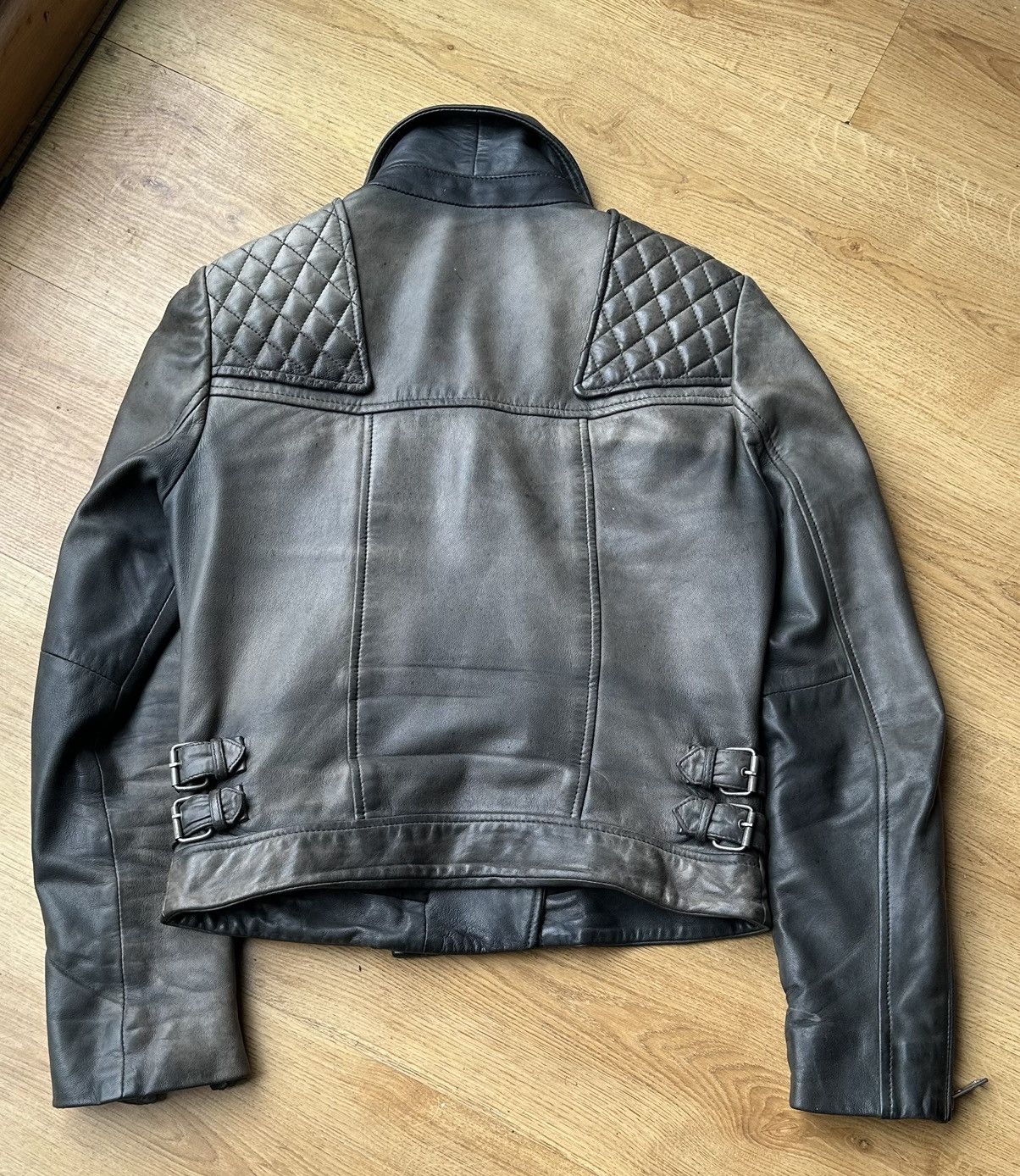 All Saints HAWKS BIKER sheepskin leather jacket us2 uk6 eu34
