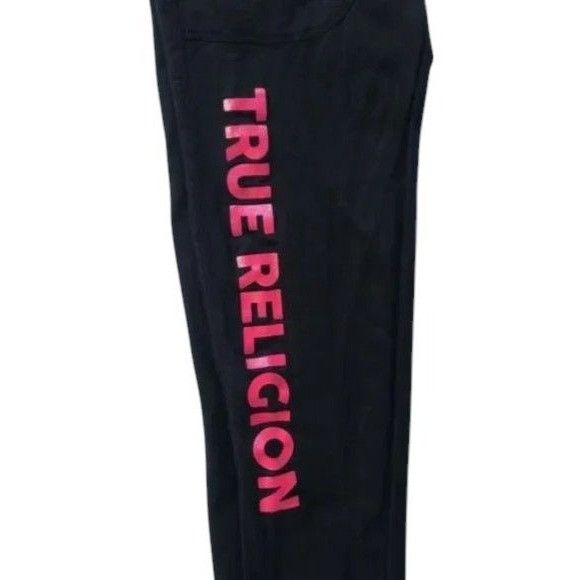 True Religion True Religion Sweatpants Girls Large Black Red Spell Out Log Size 26" / US 2 / IT 38 - 3 Thumbnail