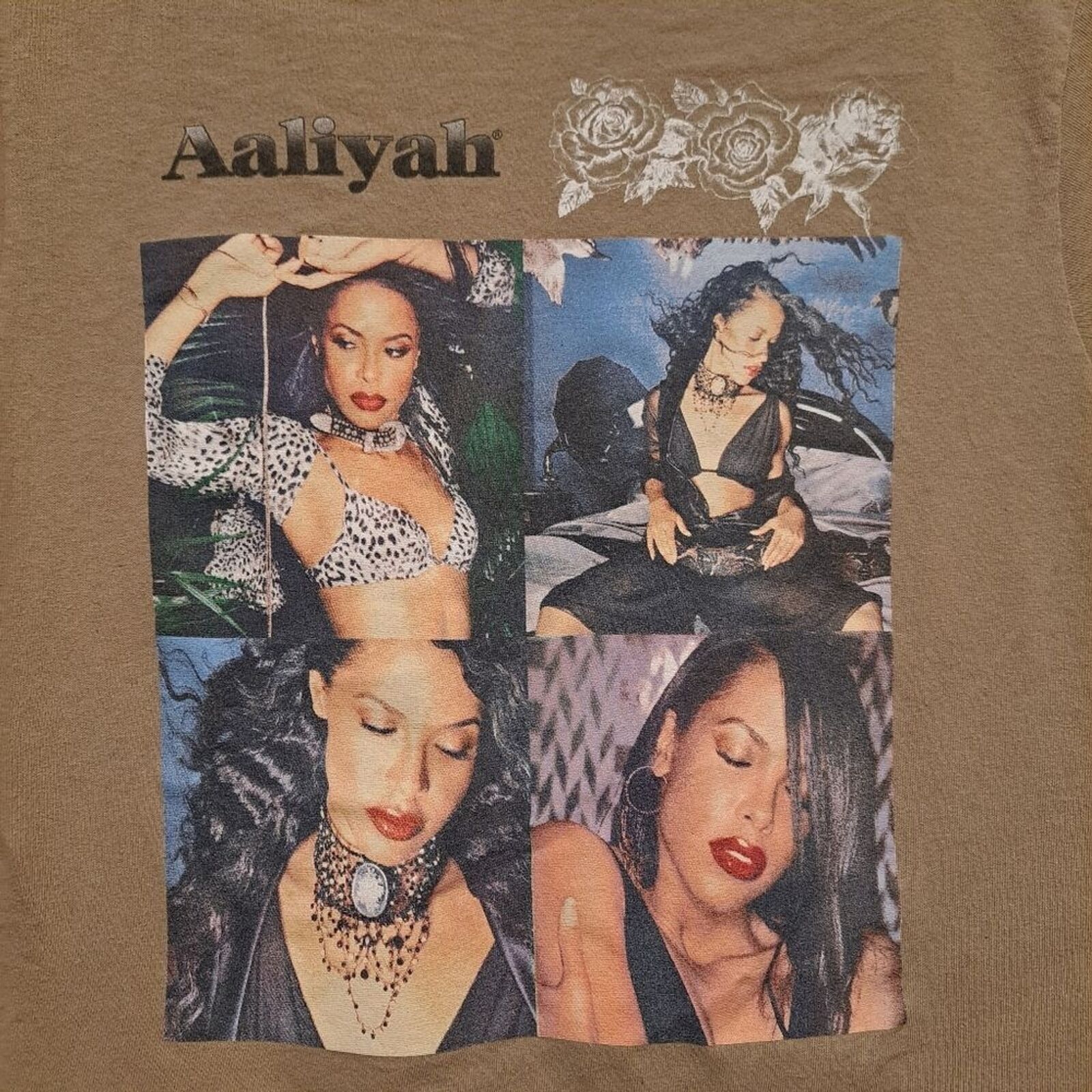 Other Aaliyah t-shirt singer faded beige music pop band shirt M Size M / US 6-8 / IT 42-44 - 3 Thumbnail