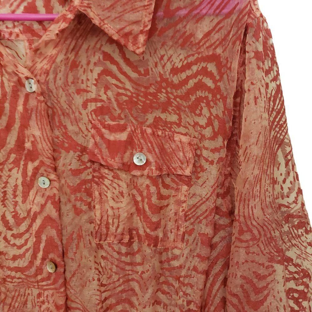 Chicos CT1279a Chico's Ladies Red Sheer Shirt Size 3 Size M / US 6-8 / IT 42-44 - 5 Thumbnail