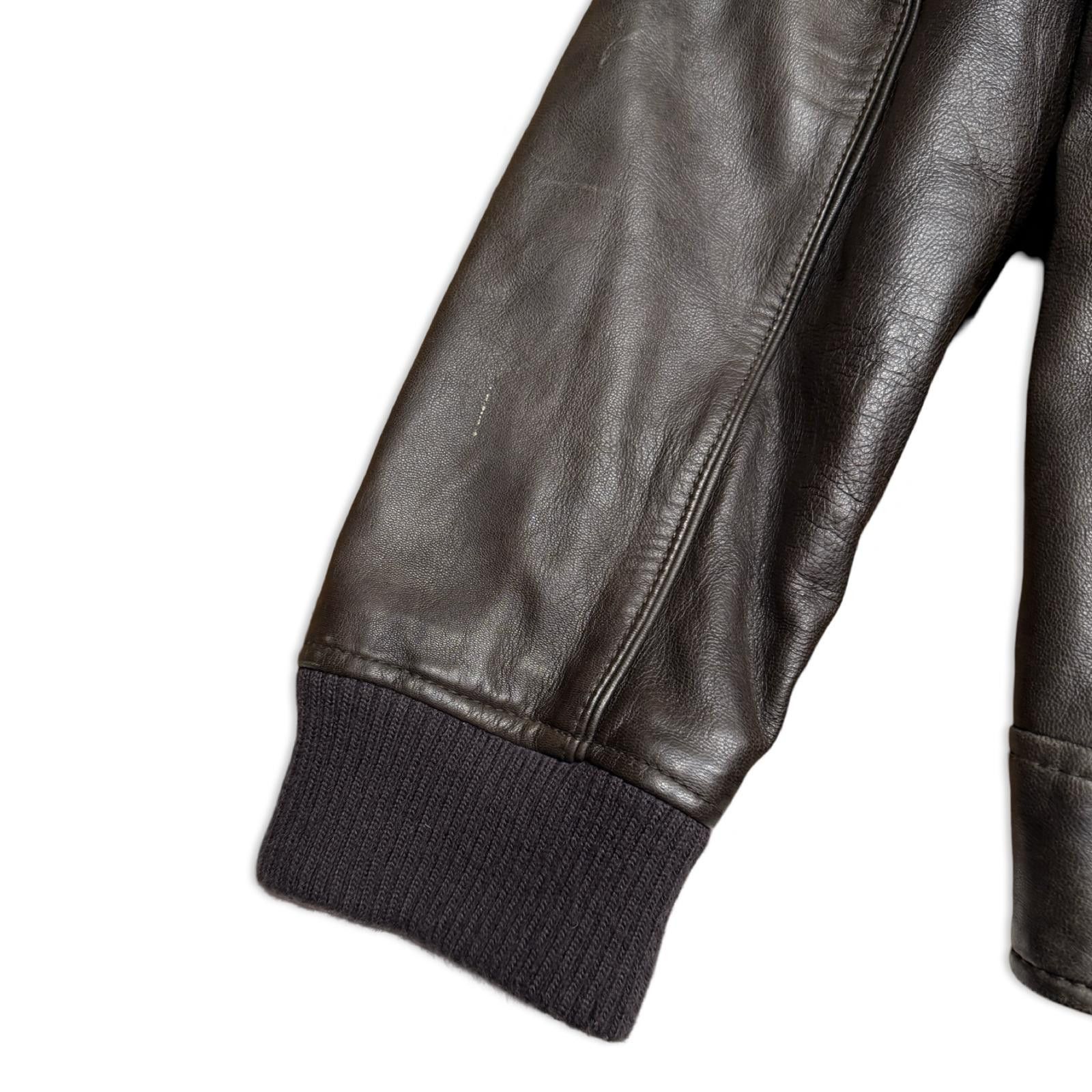 Guess GUESS Men's Brown Leather Bomber Jacket Size US XL / EU 56 / 4 - 5 Thumbnail