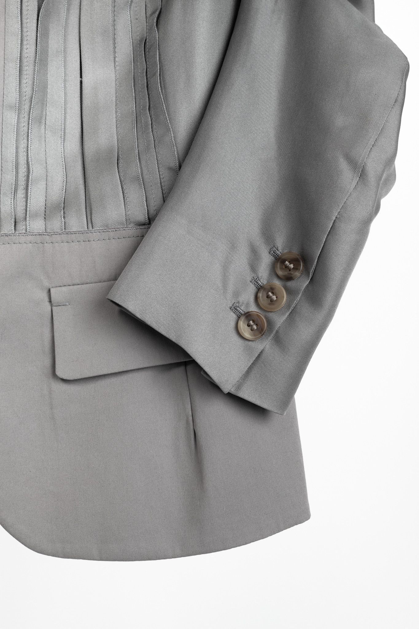 Prada Prada Grey Silk & Cotton Pintuck Blazer Size M / US 6-8 / IT 42-44 - 7 Thumbnail