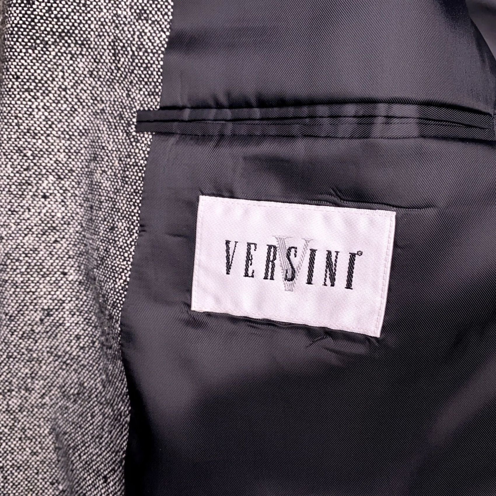 Vintage Versini Sport Coat Blazer Gray Black Silk 46R Men Size 46R - 4 Thumbnail