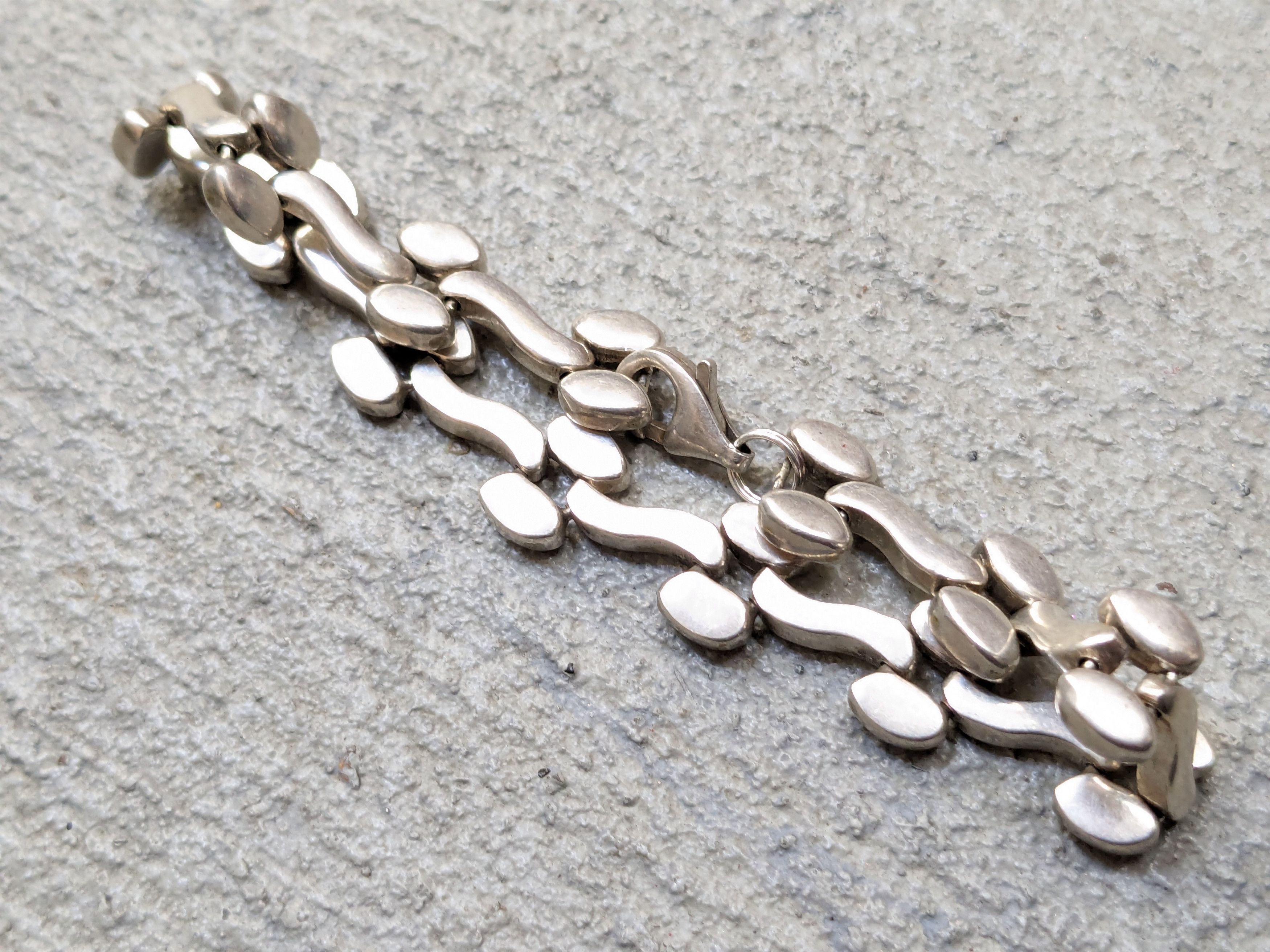 Other Vintage Sterling Silver Bracelet Link Chain 8" Biker Punk Size ONE SIZE - 5 Thumbnail