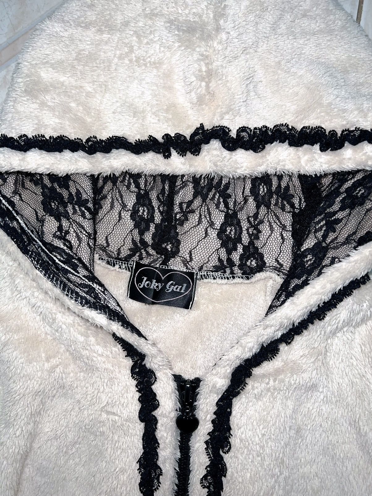 Japanese Brand JOKY GAL fluffy cotton lace hoodie zip up 🖤🧝🏻‍♀️ Size L / US 10 / IT 46 - 4 Thumbnail