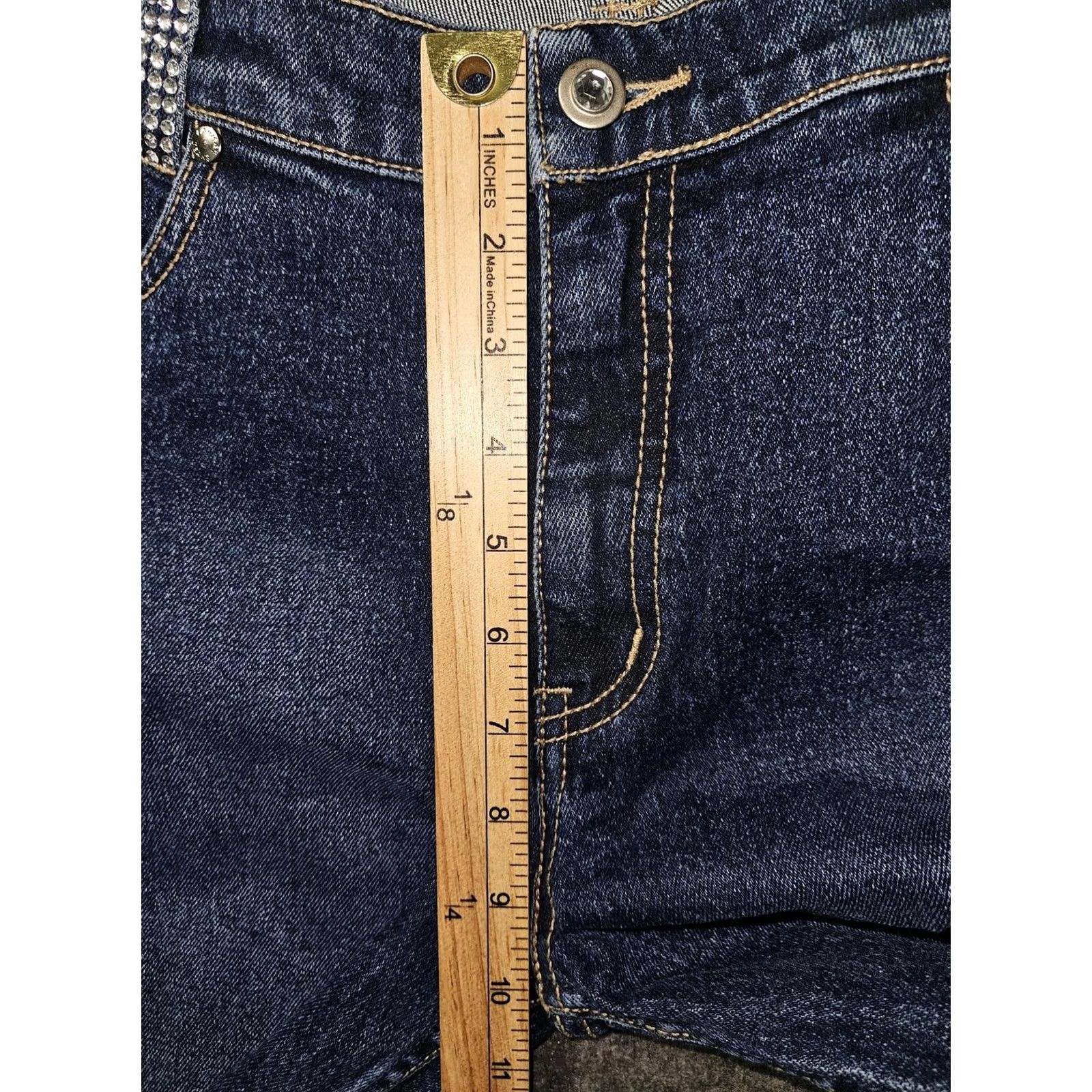 Denime Lawman Jeans Womens 8 Blue Slim Fit Bootcut Rhinestone Pockets Denim Size 30" / US 8 / IT 44 - 6 Thumbnail