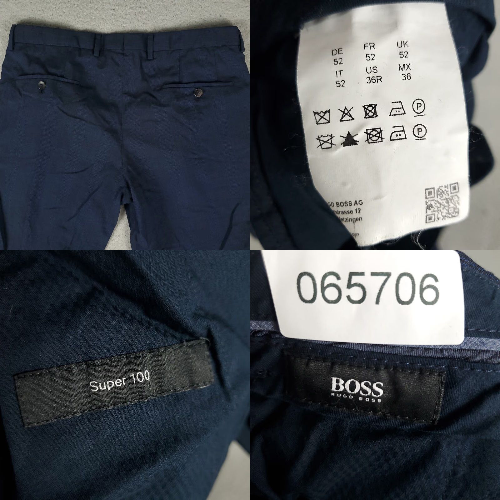 Hugo Boss Hugo Boss Pants Mens 35x28 Blue Super 100 Straight Dress Trousers Size US 35 - 8 Thumbnail