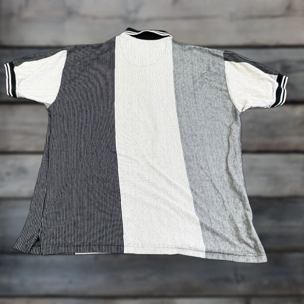 Vintage VINTAGE 90s Dad Style Polo Shirt - Gray White Striped, Cotton Blend, Big 2X, Men's Polo, Lightweight Casual, Vintage Size US XXL / EU 58 / 5 - 1 Thumbnail