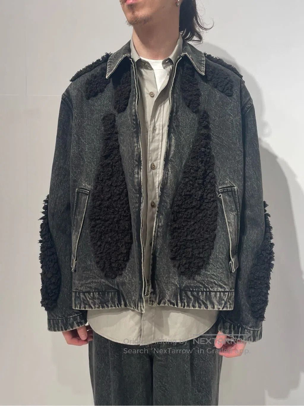 Song For The Mute sftm 24.2 Teardrop Fleece Denim Jacket. Size US M / EU 48-50 / 2 - 6 Thumbnail