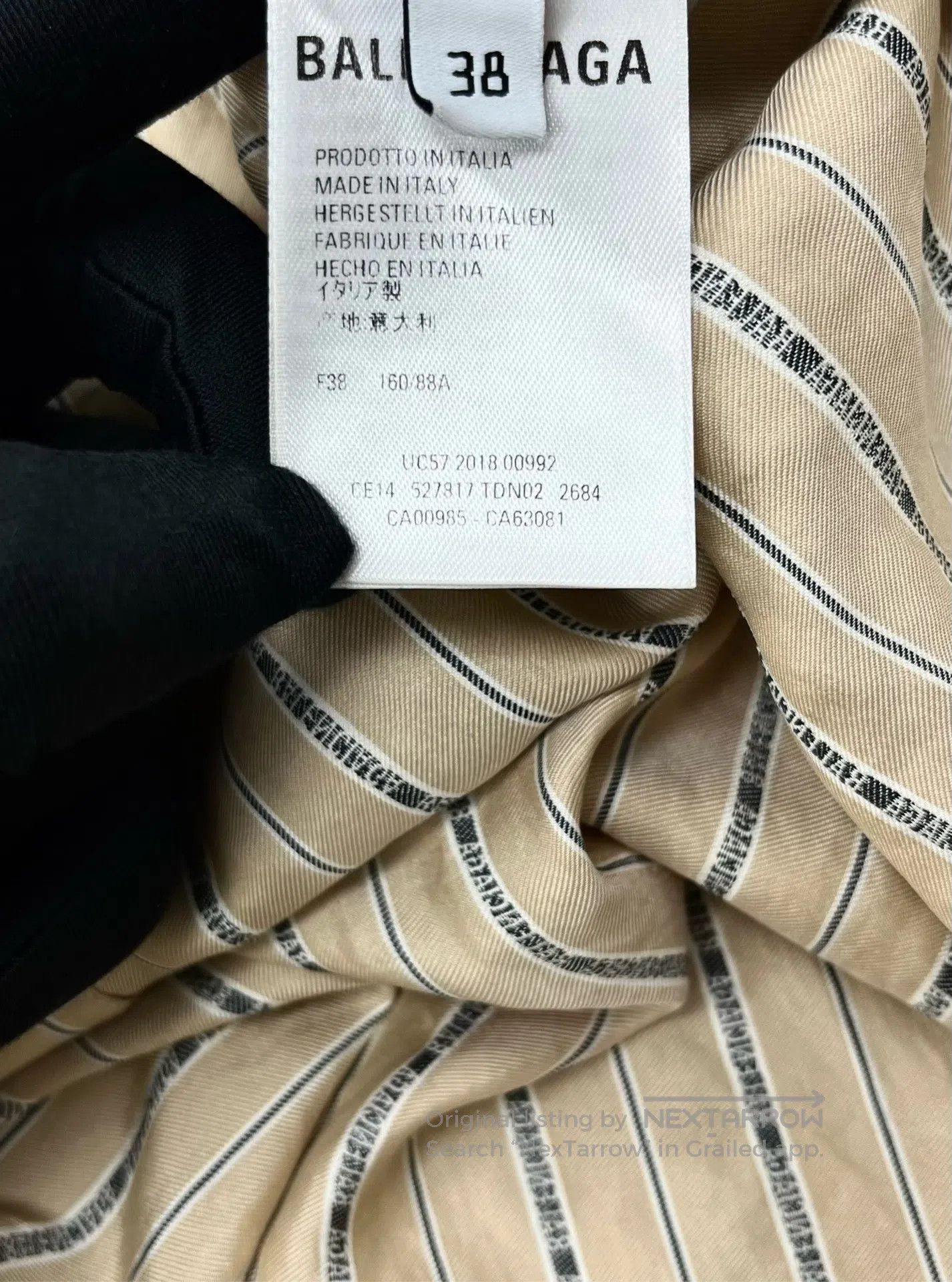 Balenciaga Balenciaga Khaki Striped Barrage Print Mulberry Silk Shirt Size XXL / US 16-18 / IT 52-54 - 4 Thumbnail
