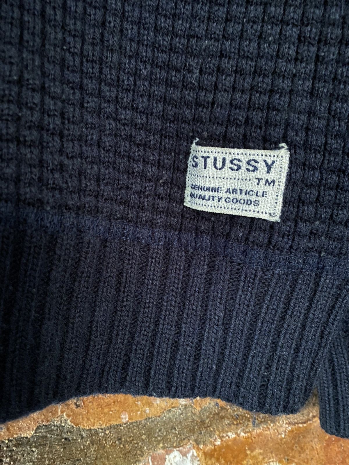 Stussy × Vintage 1990s Stussy Wafer Thermal Knit Size US M / EU 48-50 / 2 - 7 Thumbnail