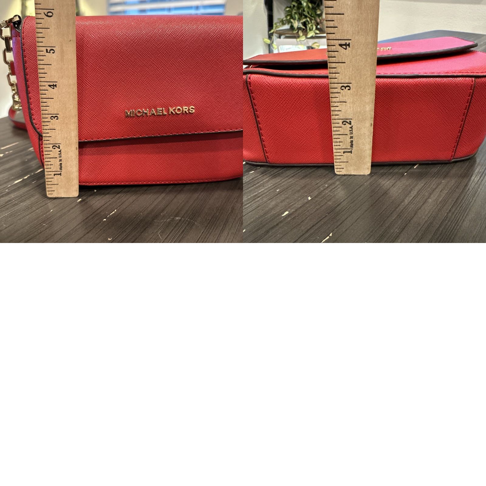 Michael Kors Michael Kors Ellis MD Flap Messenger Purse Crossbody Leather Mandarin Red Women Size ONE SIZE - 8 Thumbnail