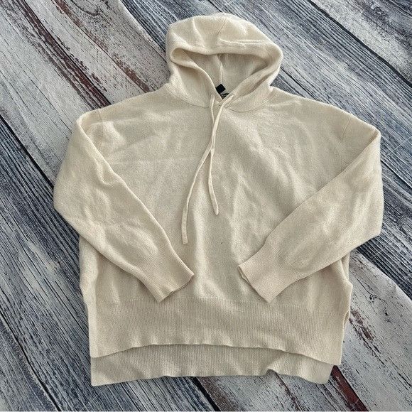 Other Straight Down Cashmere & Merino Wool Cream Hooded Sweater Size M / US 6-8 / IT 42-44 - 2 Thumbnail
