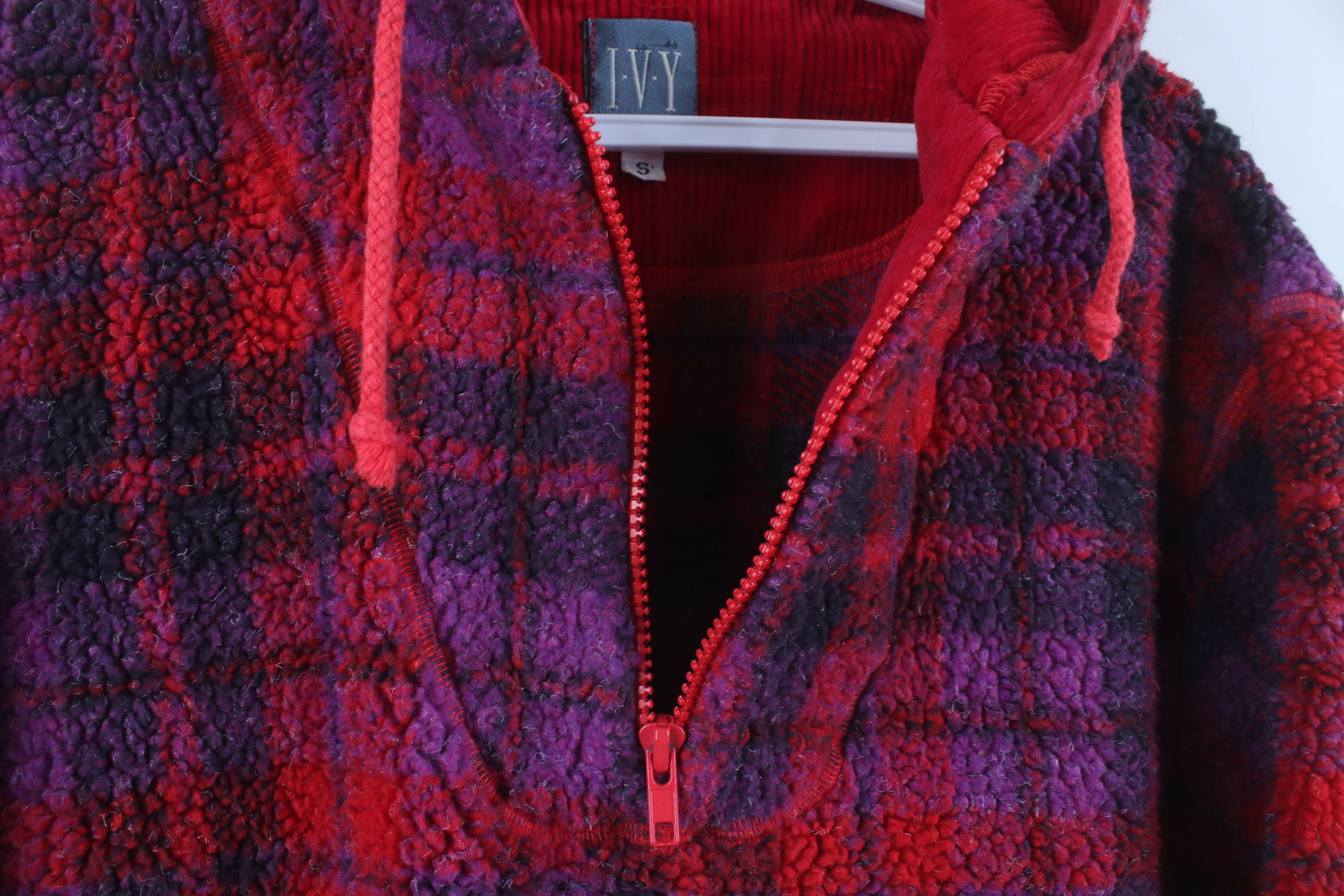 Vintage Vintage 90s Streetwear Deep Pile Fleece 1/4 Zip Hoodie USA Size S / US 4 / IT 40 - 4 Thumbnail