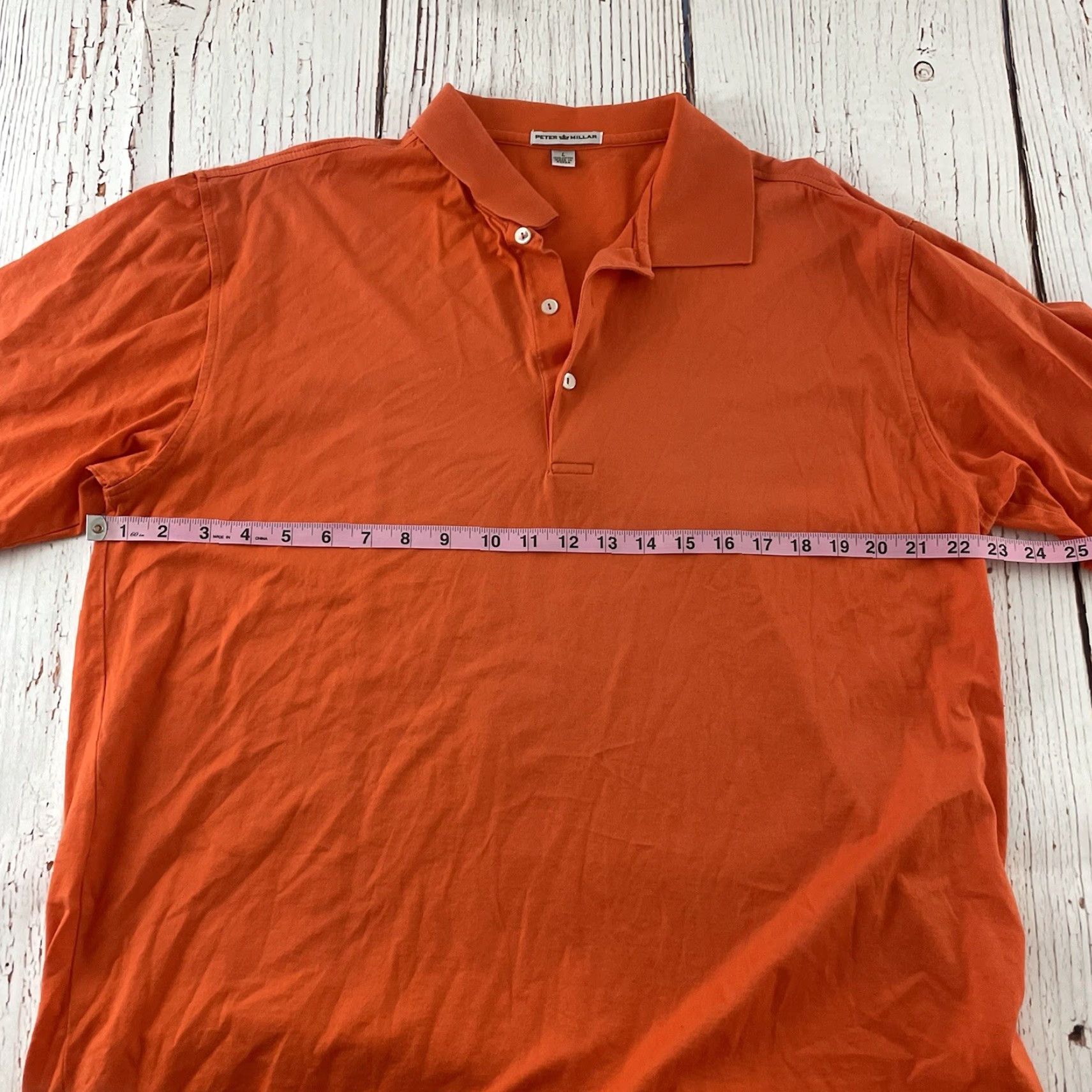 Peter Millar Peter Millar Short Sleeve Button-Front Golf Polo Shirt Men's L Solid Orange Size US L / EU 52-54 / 3 - 3 Thumbnail