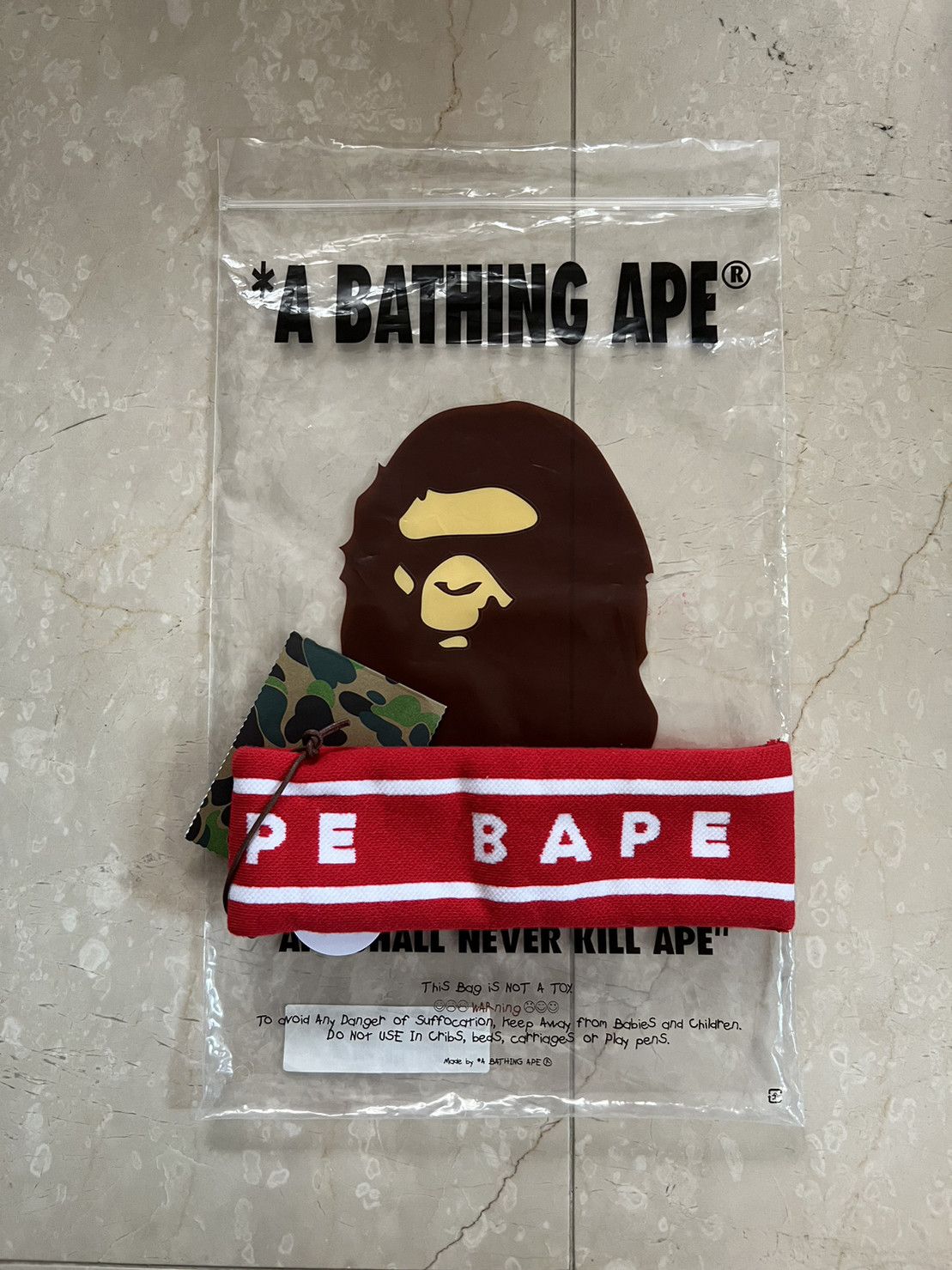 image of Bape A Bathing Ape Headband Red, Men's