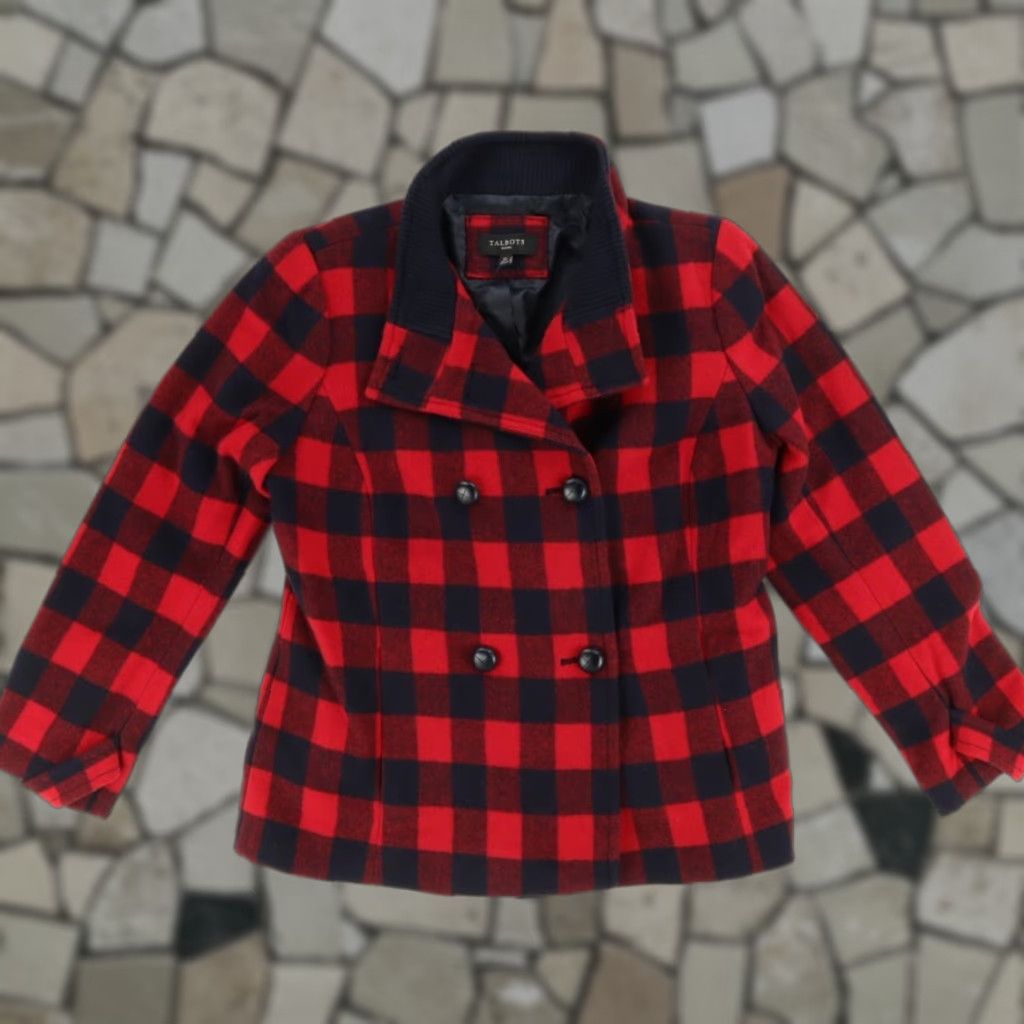 Talbots Talbots Red Wool Buffalo Plaid Double Breasted Jacket Women's 12P Shirt Size 12P Size XL / US 12-14 / IT 48-50 - 1 Thumbnail