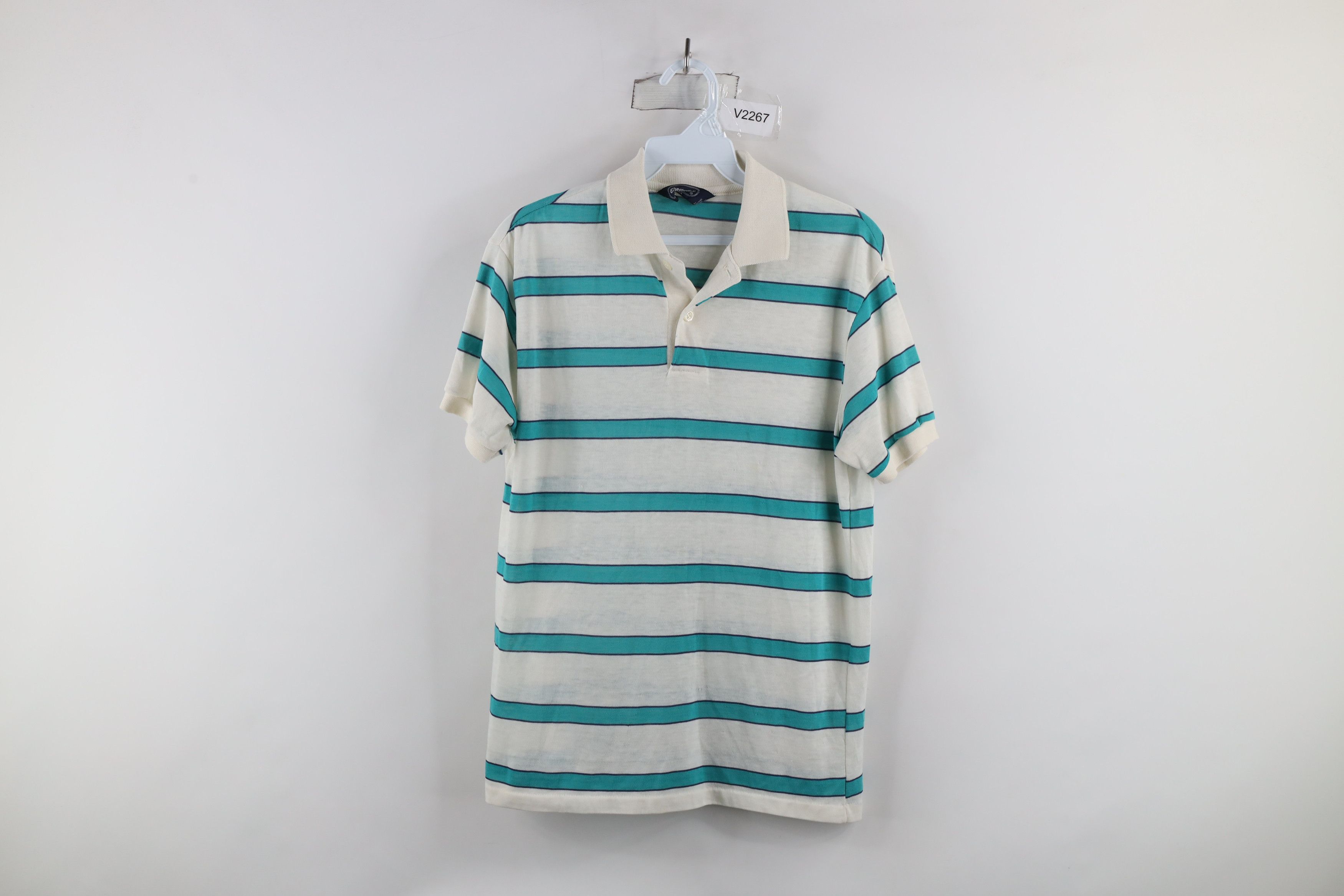 Vintage Vintage 70s Streetwear Sheer Thin Striped Polo Shirt USA Size US M / EU 48-50 / 2 - 1 Thumbnail