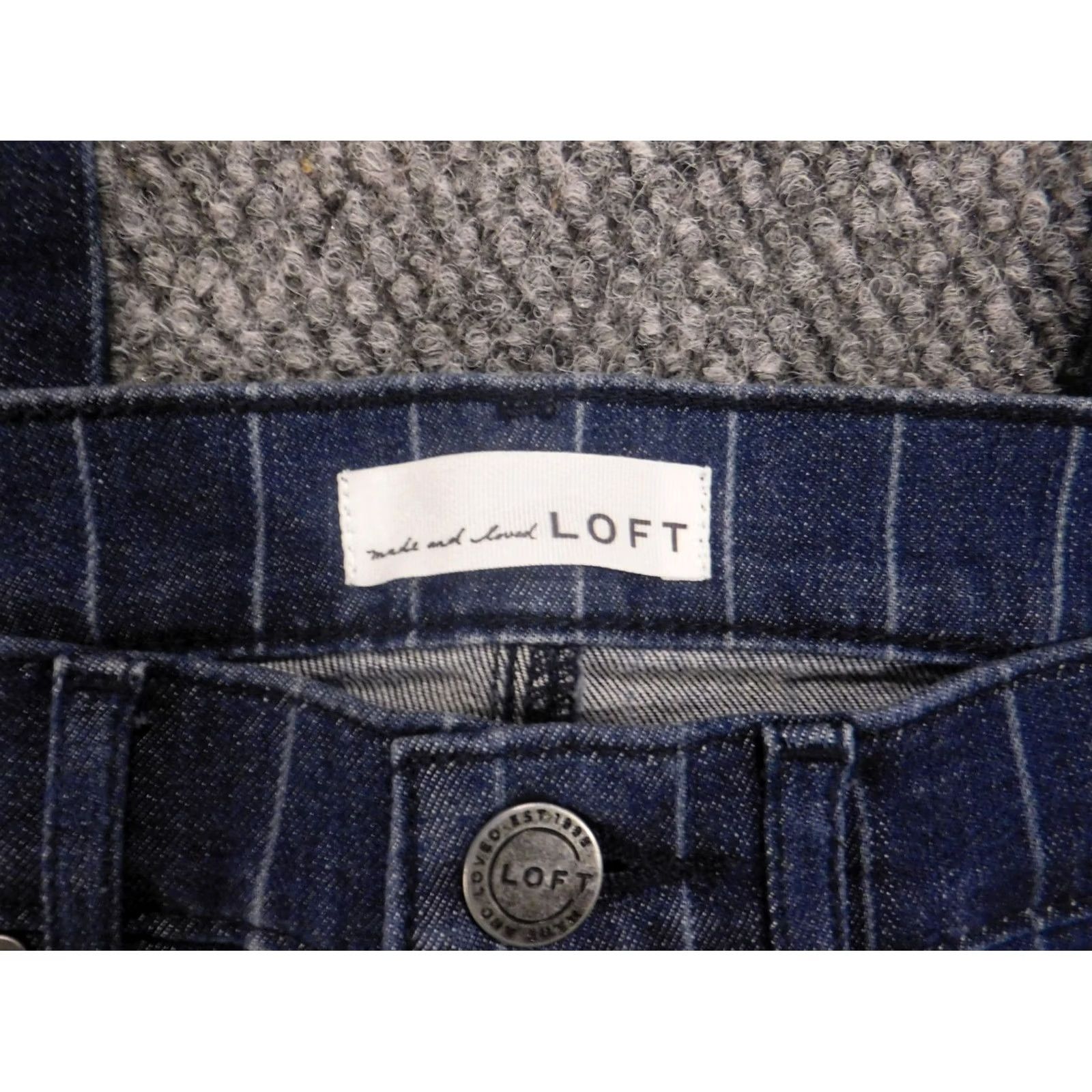 Loft Ann Taylor LOFT Jeans Denim Skinny 2 Blue Womens Striped Stretch Regular 28in Zip Pockets Size 30" / US 8 / IT 44 - 2 Thumbnail