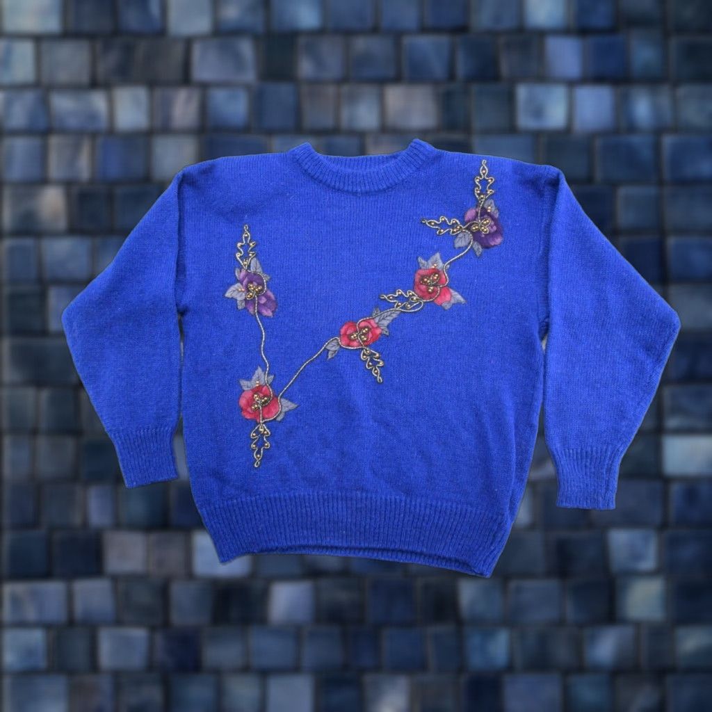 Vintage VINTAGE 80s Dana Scott Pullover Sweater Women's Large Blue Size L / US 10 / IT 46 - 1 Thumbnail