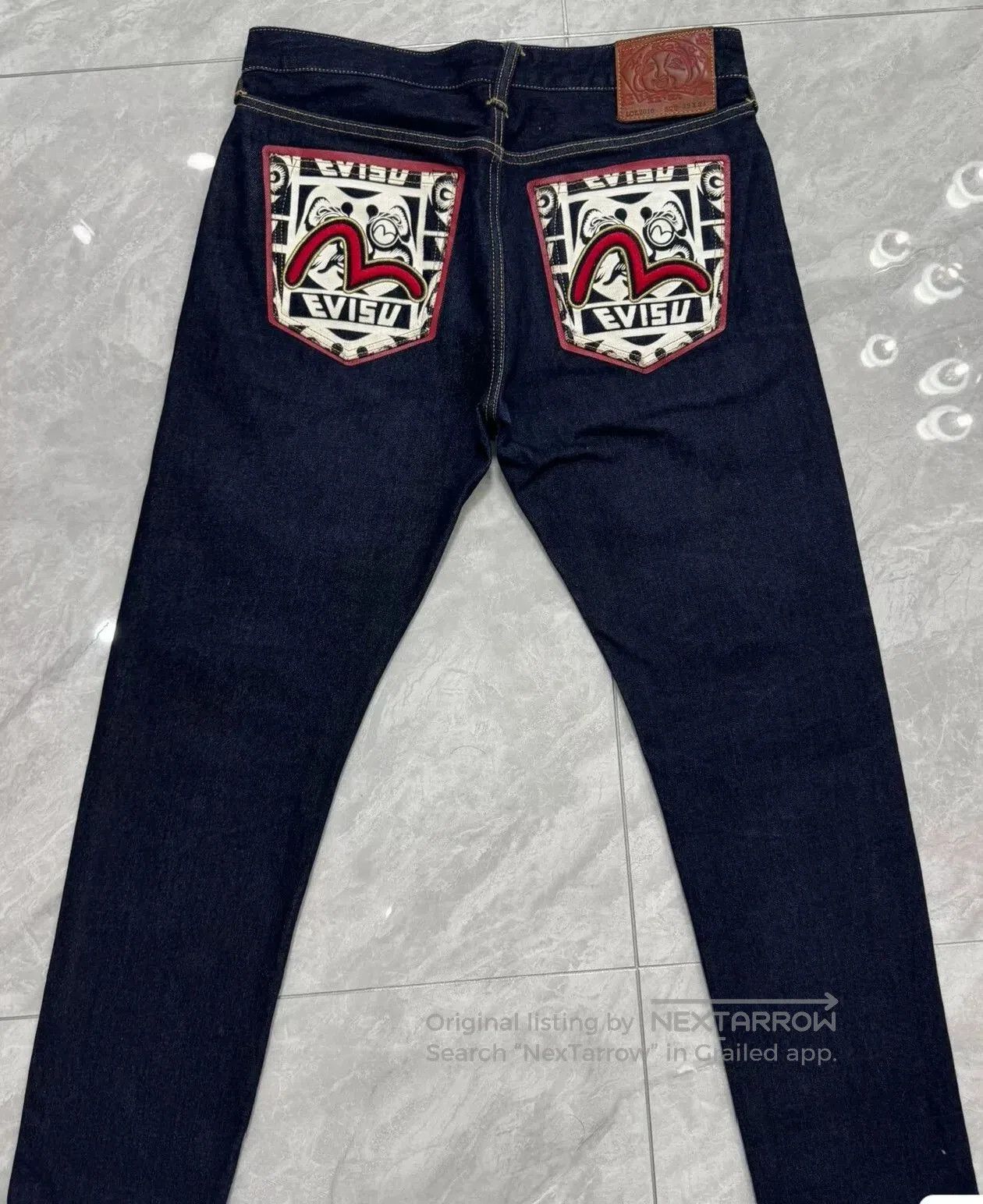 Evisu Evisu White Daruma Embroidered Jeans. Size US 33 - 1 Thumbnail