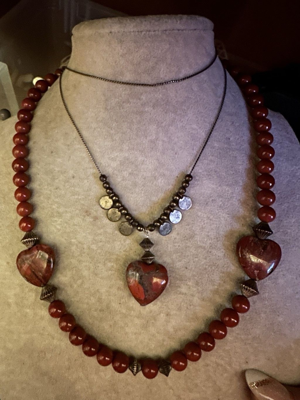 Studio D'Artisan Vintage Set Red Jasper Brecciated Stone Bead Chalcedony Vein Size ONE SIZE - 2 Thumbnail