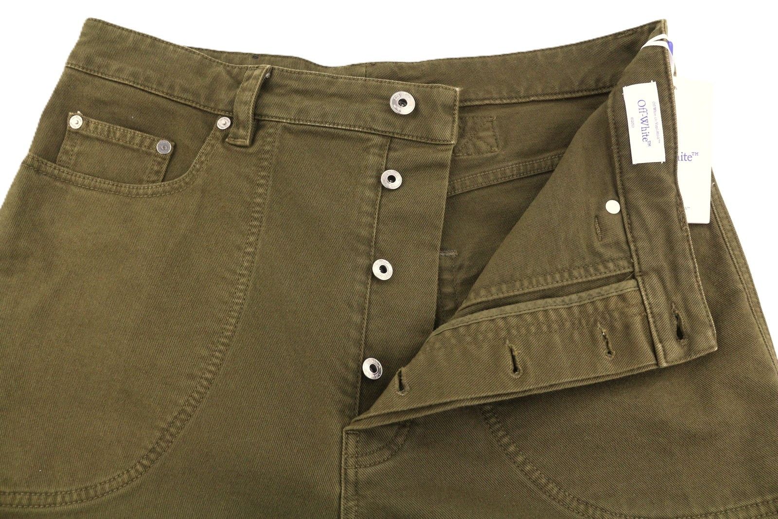 Off-White GOTHIC W33 Brown Cargo Embroidered Jeans 86800 Size US 33 - 4 Thumbnail