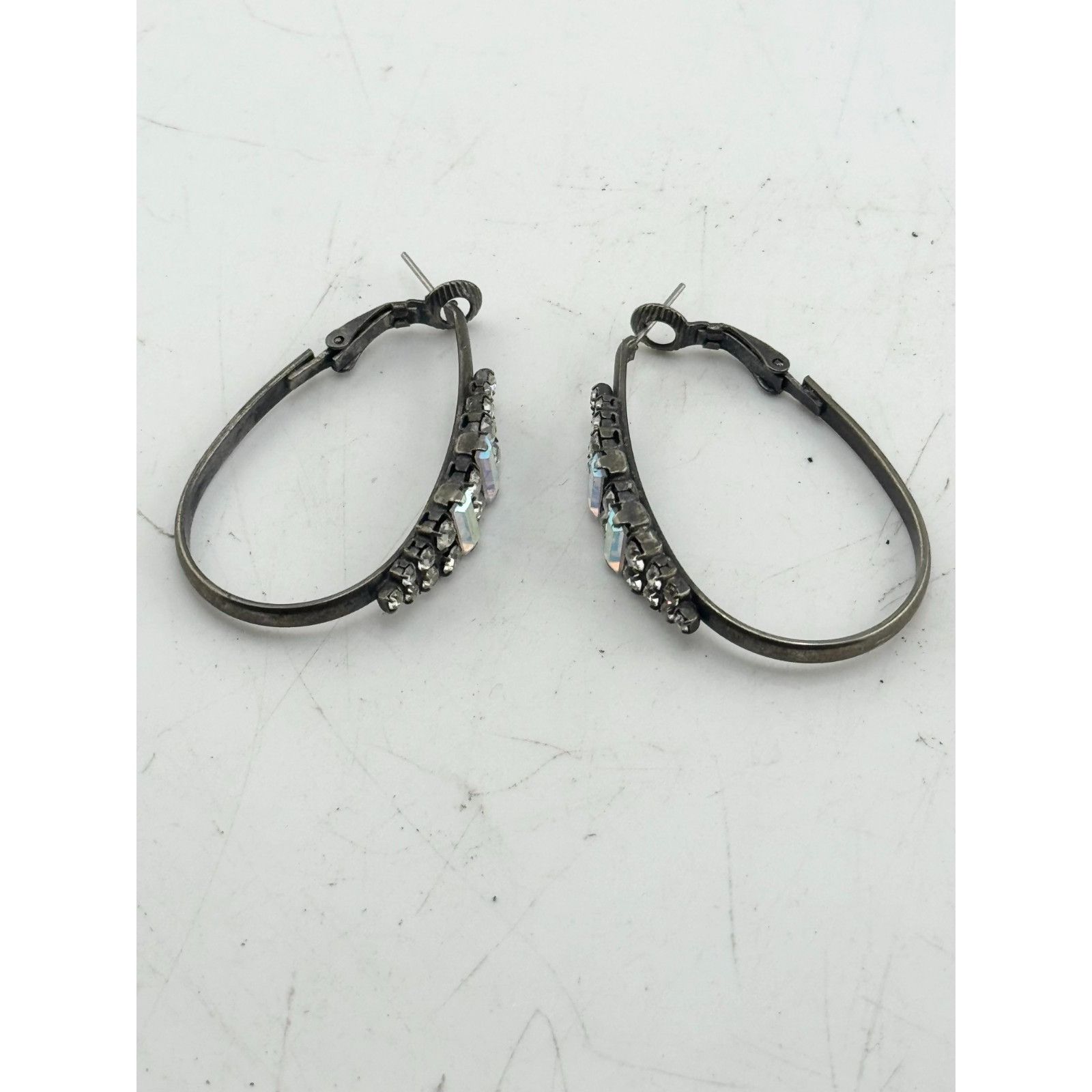 Vintage Vintage rhinestone hoop earrings Size ONE SIZE - 4 Thumbnail