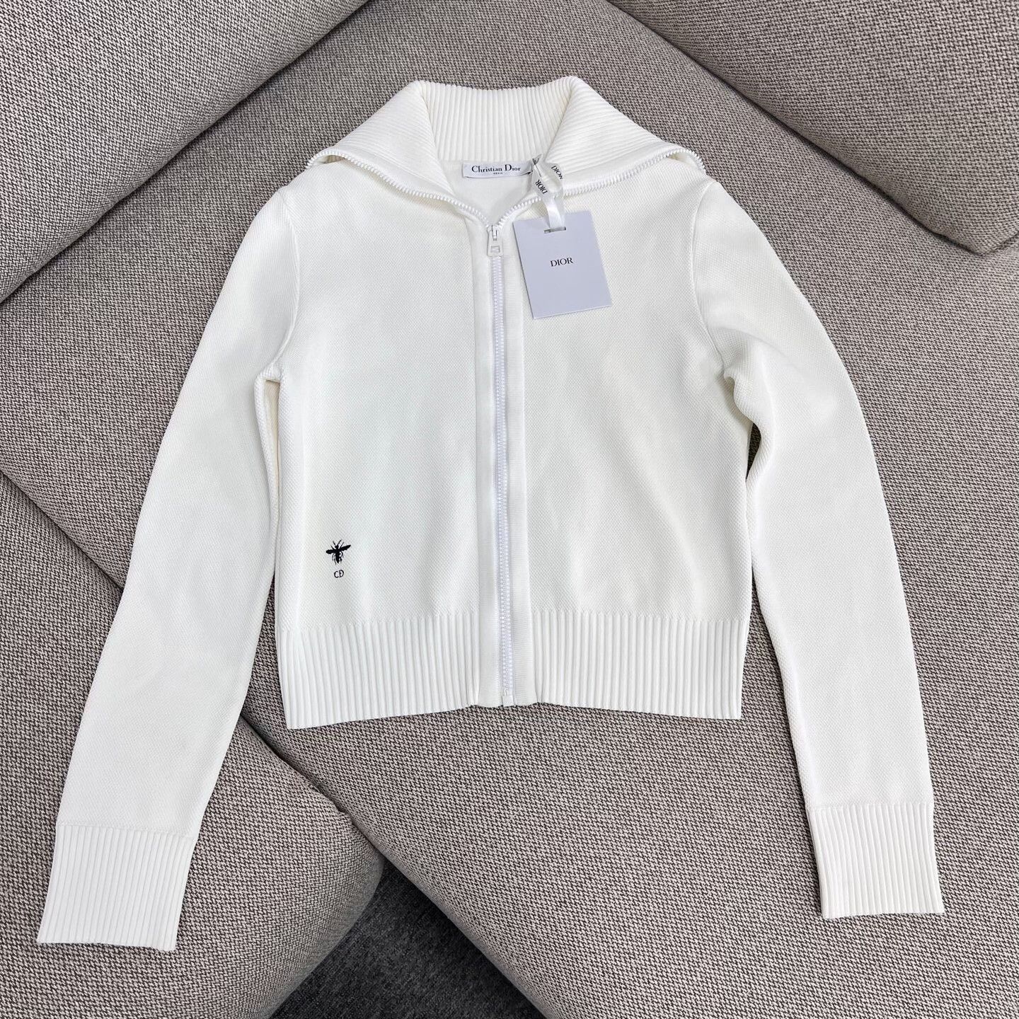 Dior Dior Retro Embroidered White Sweater S Women Size S / US 4 / IT 40 - 1 Thumbnail