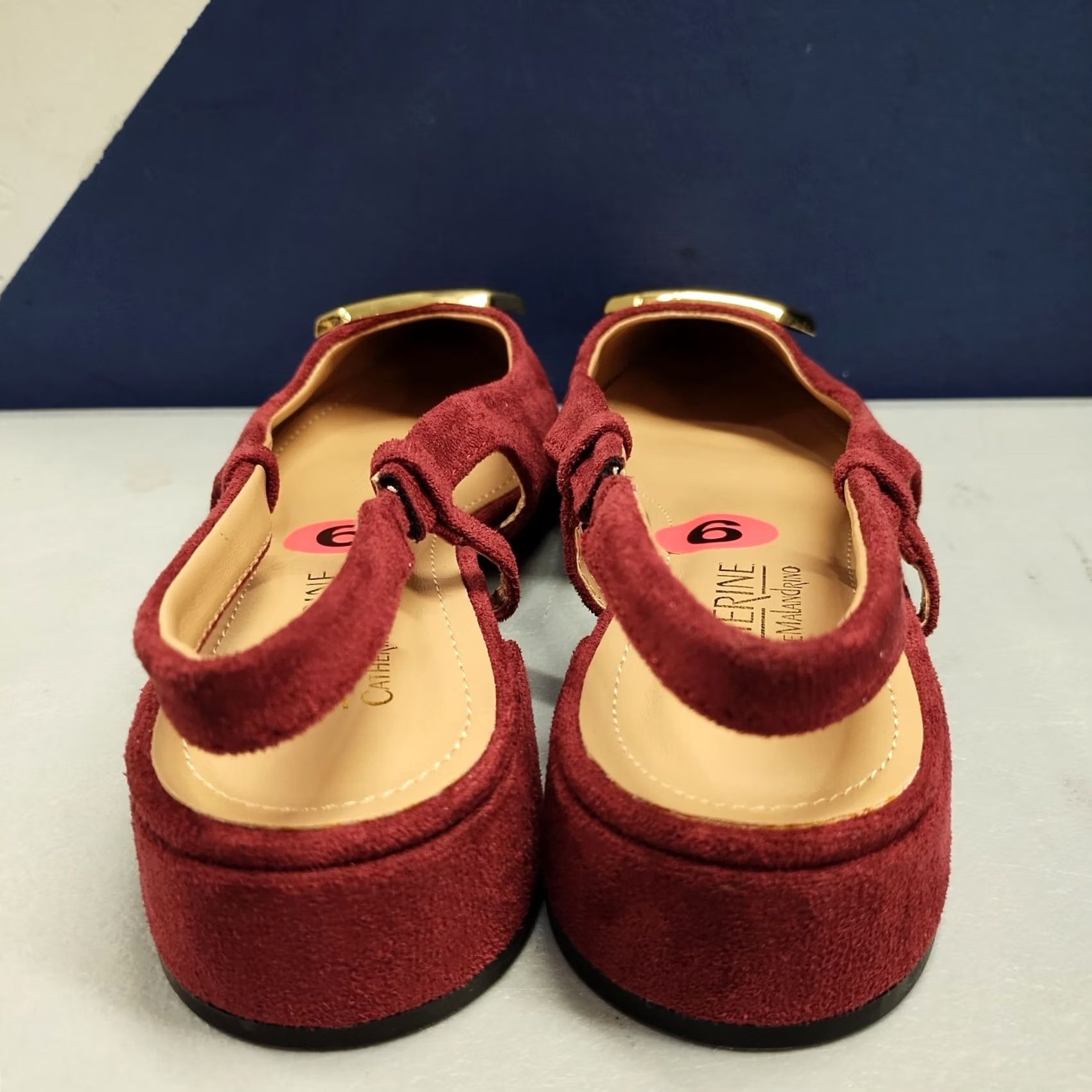 Vintage Catherine Malandrino Slingback Flats Womens Size 6 Red Gold Pointed Toe Slip On NWOB Women Size 6 Shoes Size US 6 / IT 36 - 5 Thumbnail